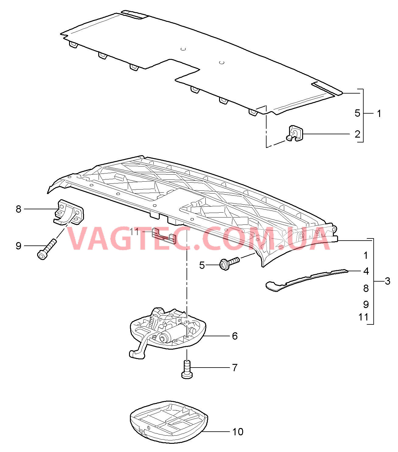 811-005 Каркас складного верха, передний, Рама крыши, Крепление для PORSCHE 911.Carrera 2005-2008USA