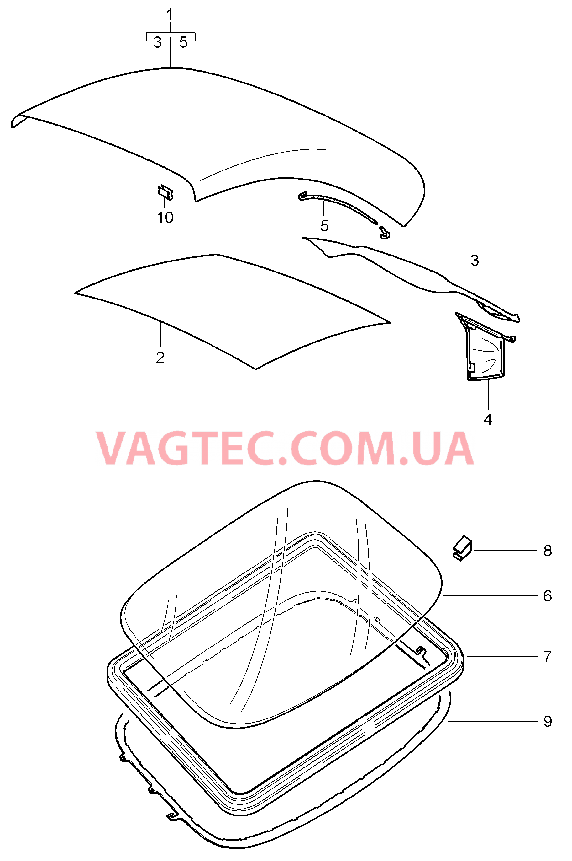 811-010 Обивка складного верха, Обшивка потолка для PORSCHE 911.Carrera 2005-2008USA