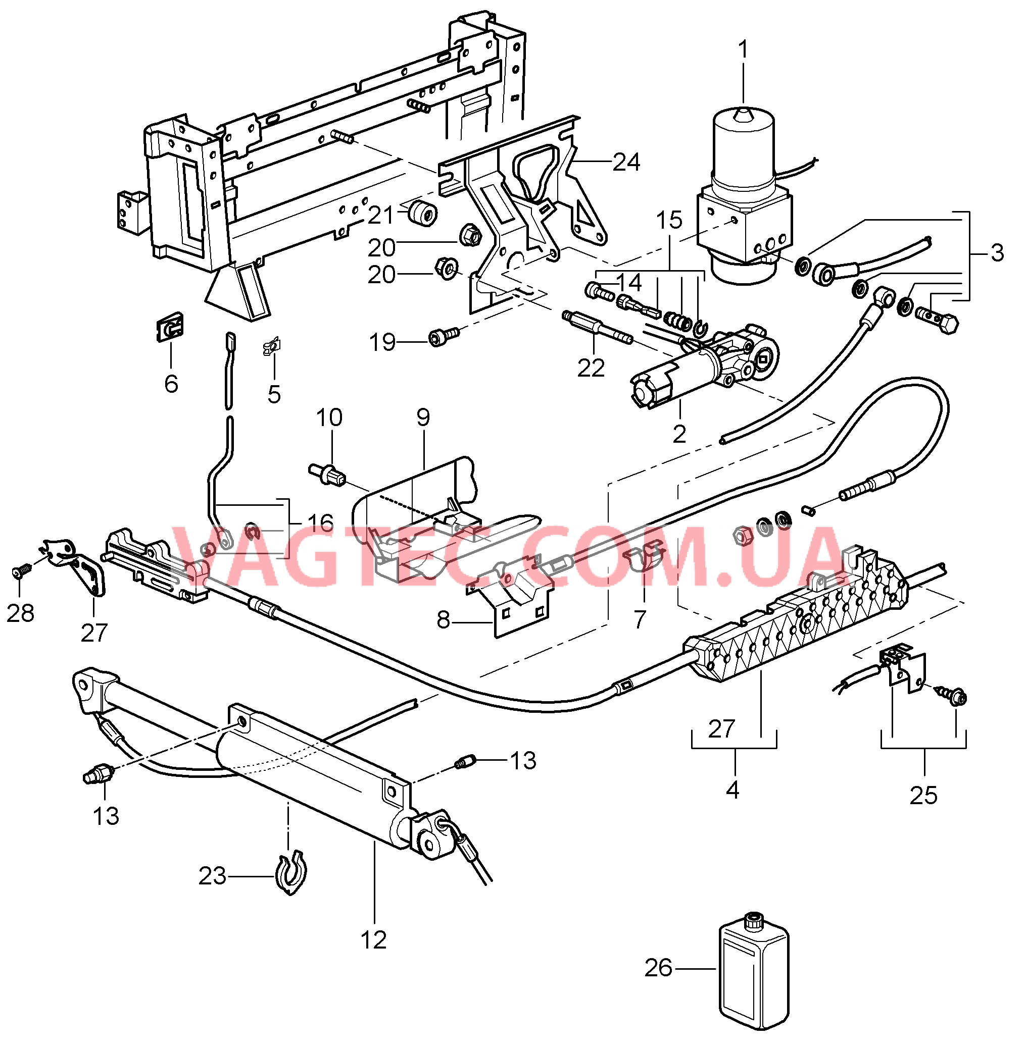 811-012 Складной верх, Привод, гидравлический для PORSCHE 911.Carrera 2005-2008