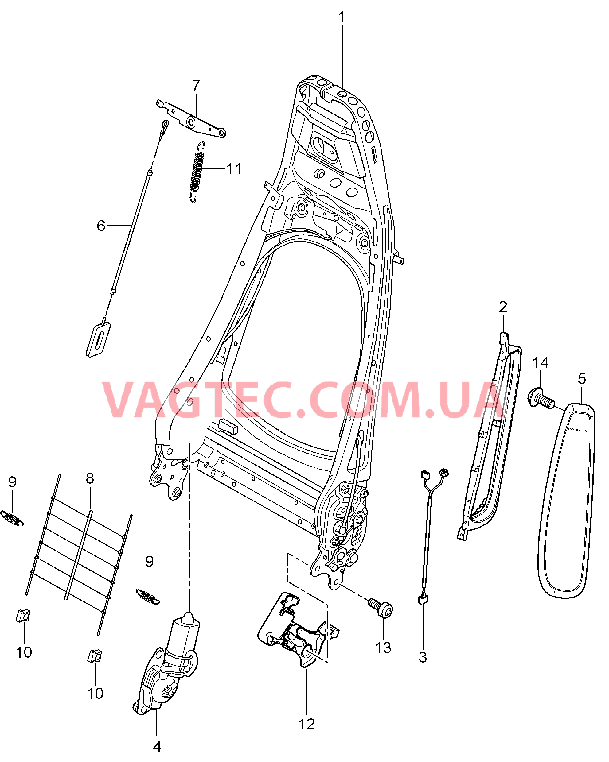 817-006 Каркас спинки, Серийное сиденье, Сиденье KOMFORT
						
						CARRERA, COUPE, CABRIO, TARGA для PORSCHE 911.Carrera 2005-2008