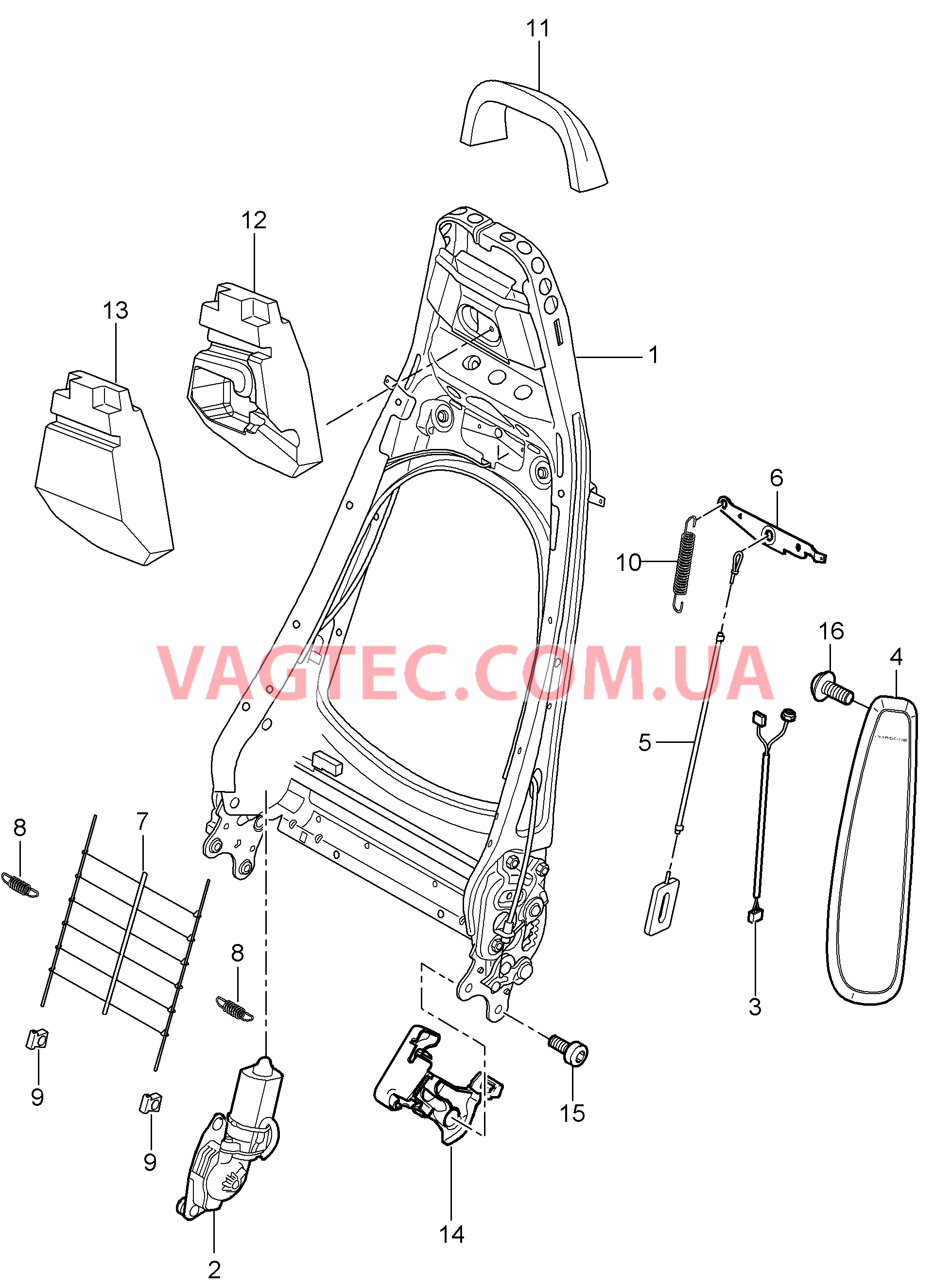 817-021 Каркас спинки, Спортивное сиденье
						
						CARRERA, COUPE, CABRIO, TARGA для PORSCHE 911.Carrera 2005-2008USA