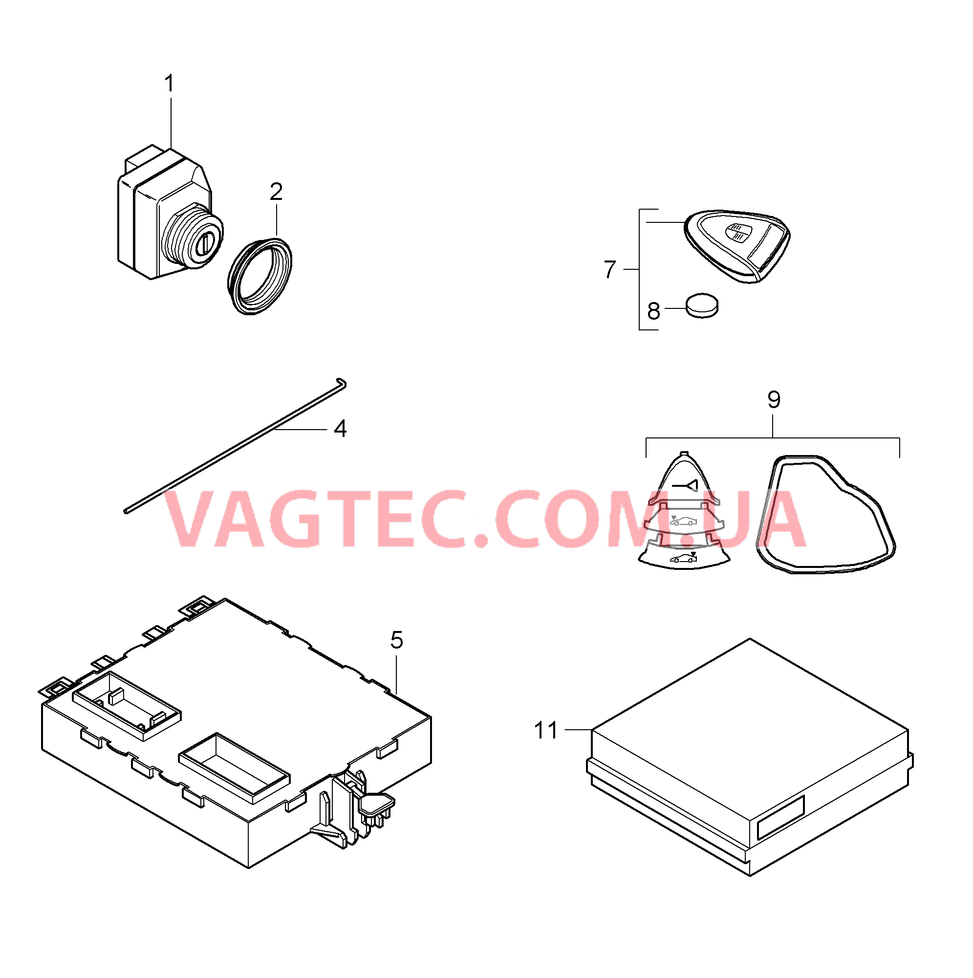 901-004 Блоки управления, Выключатель зажигания, PORSCHE ACCES SYSTEM для PORSCHE 911.Carrera 2005-2008