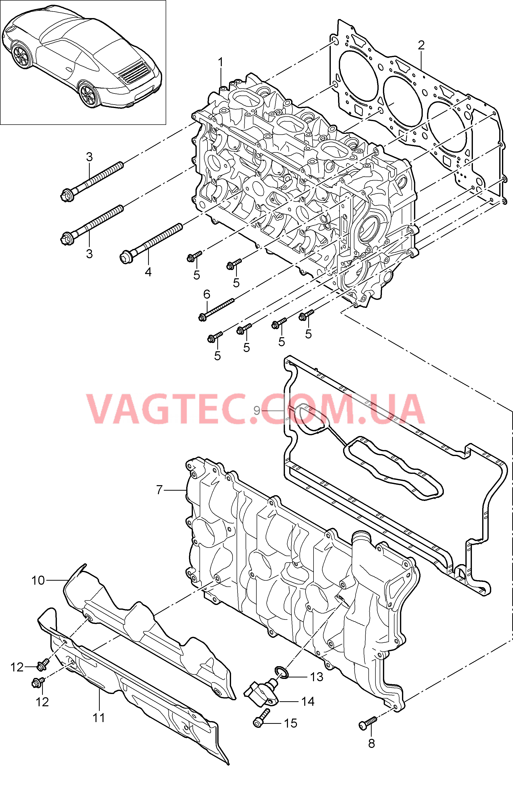 103-000 Гбц, с, Клапаны, Прокладка ГБЦ, Клапанная крышка для PORSCHE 911.Carrera 2009-2012