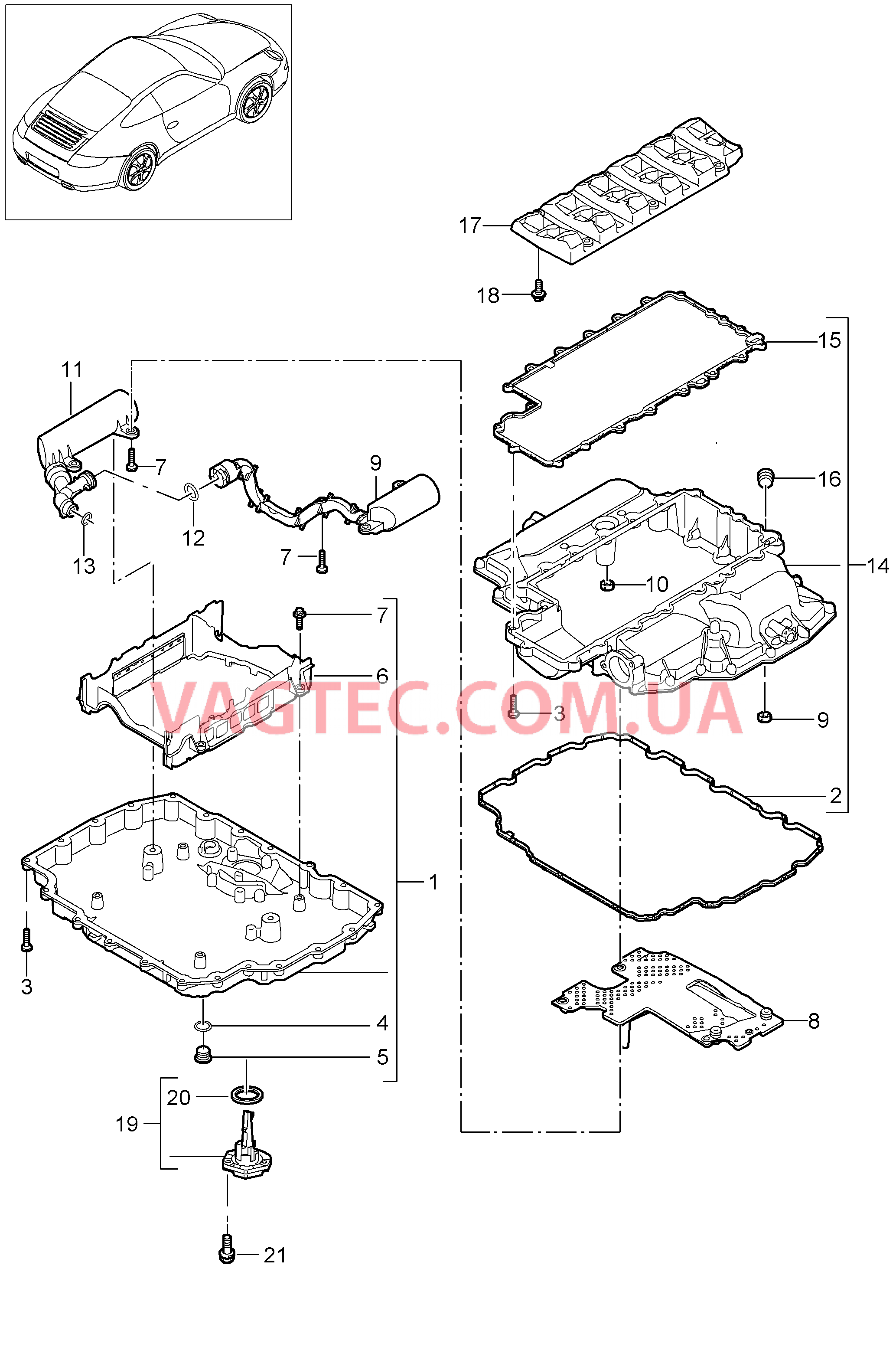 104-002 Масляный поддон для PORSCHE 911.Carrera 2009-2012USA