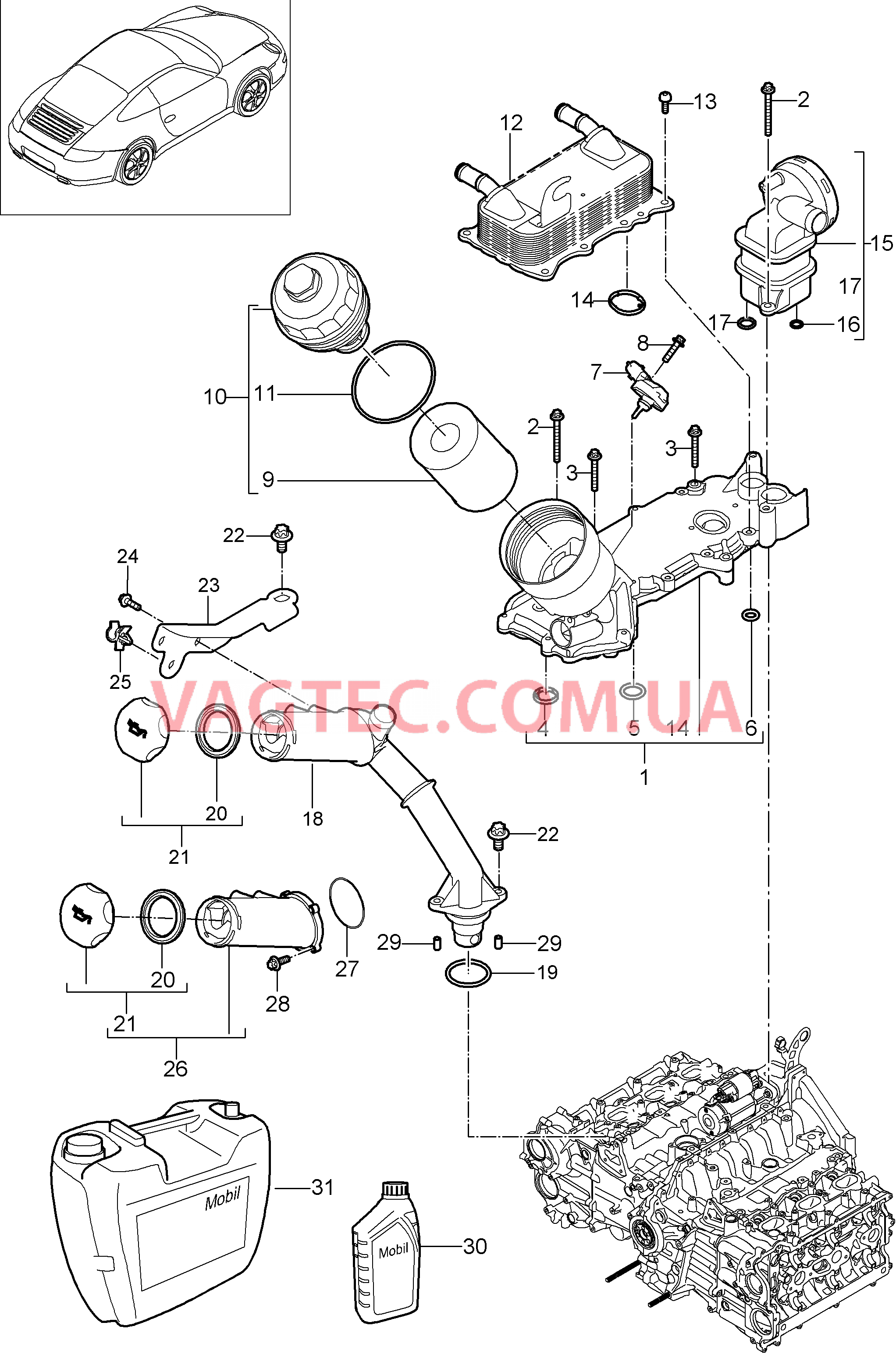 104-005 Система смазки для PORSCHE 911.Carrera 2009-2012USA