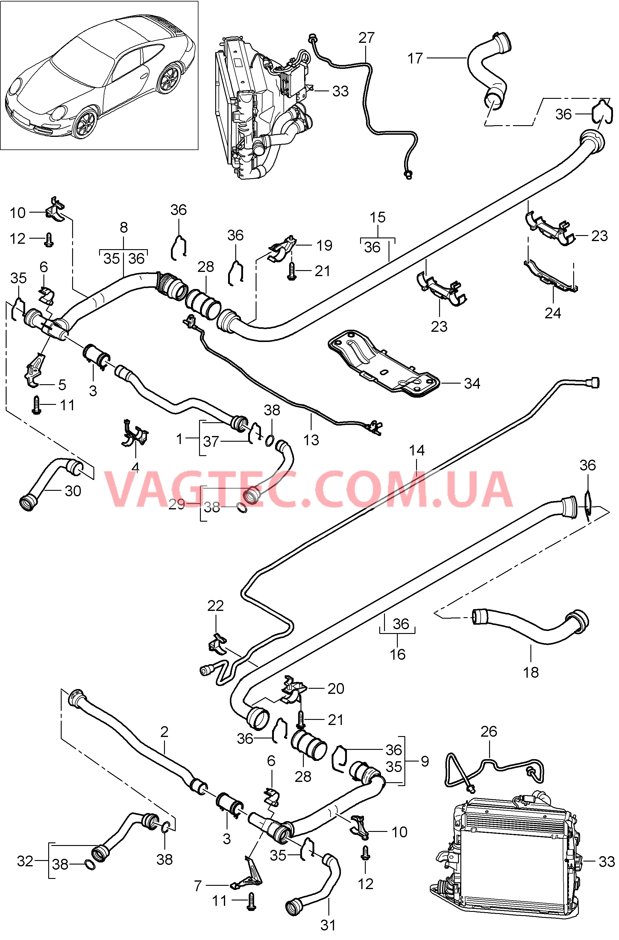 105-010 Водяное охлаждение 2
						
						MA1.01, MA1.02 для PORSCHE 911.Carrera 2009-2012