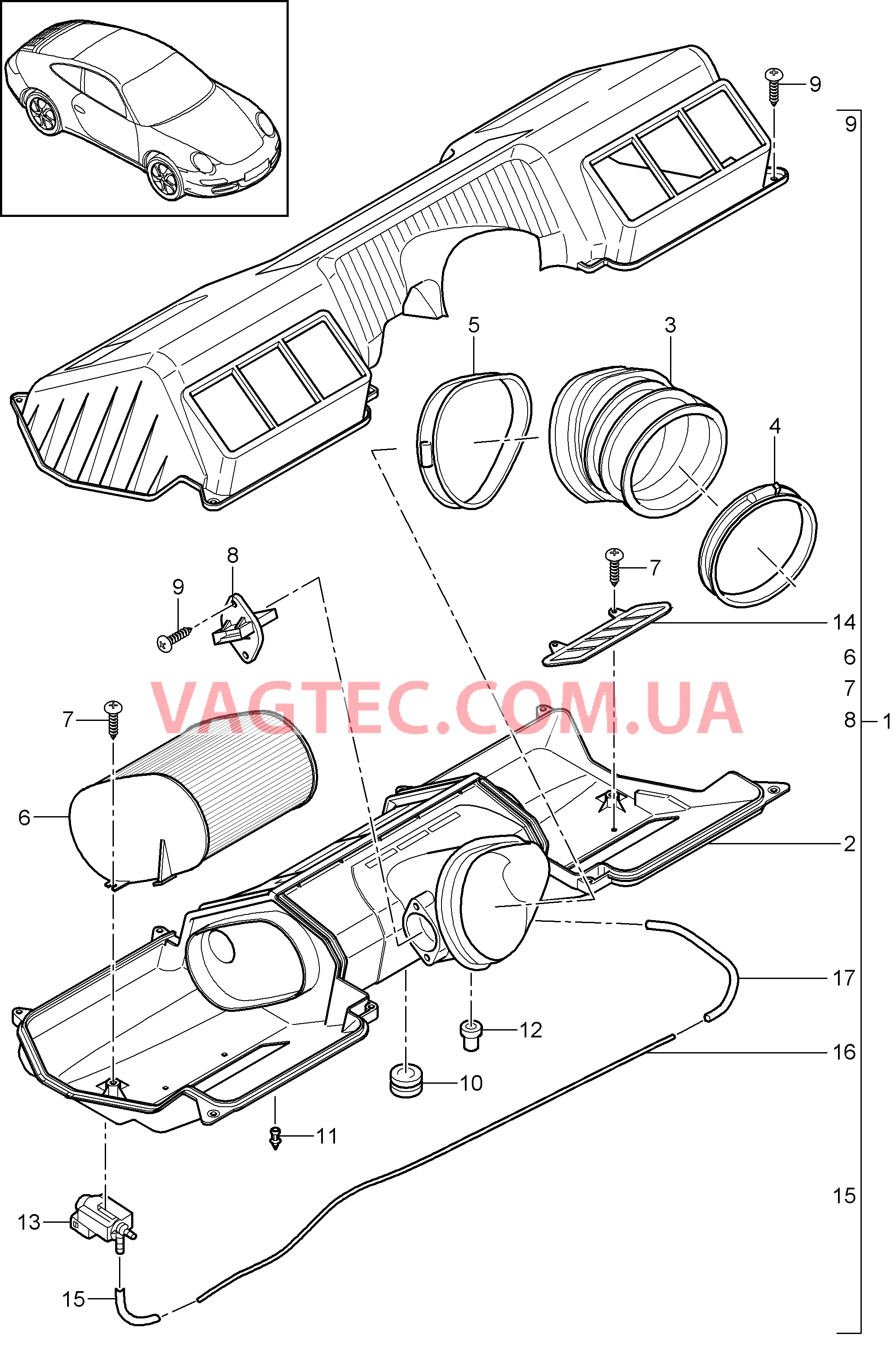 106-000 Воздушный фильтр для PORSCHE 911.Carrera 2009-2012