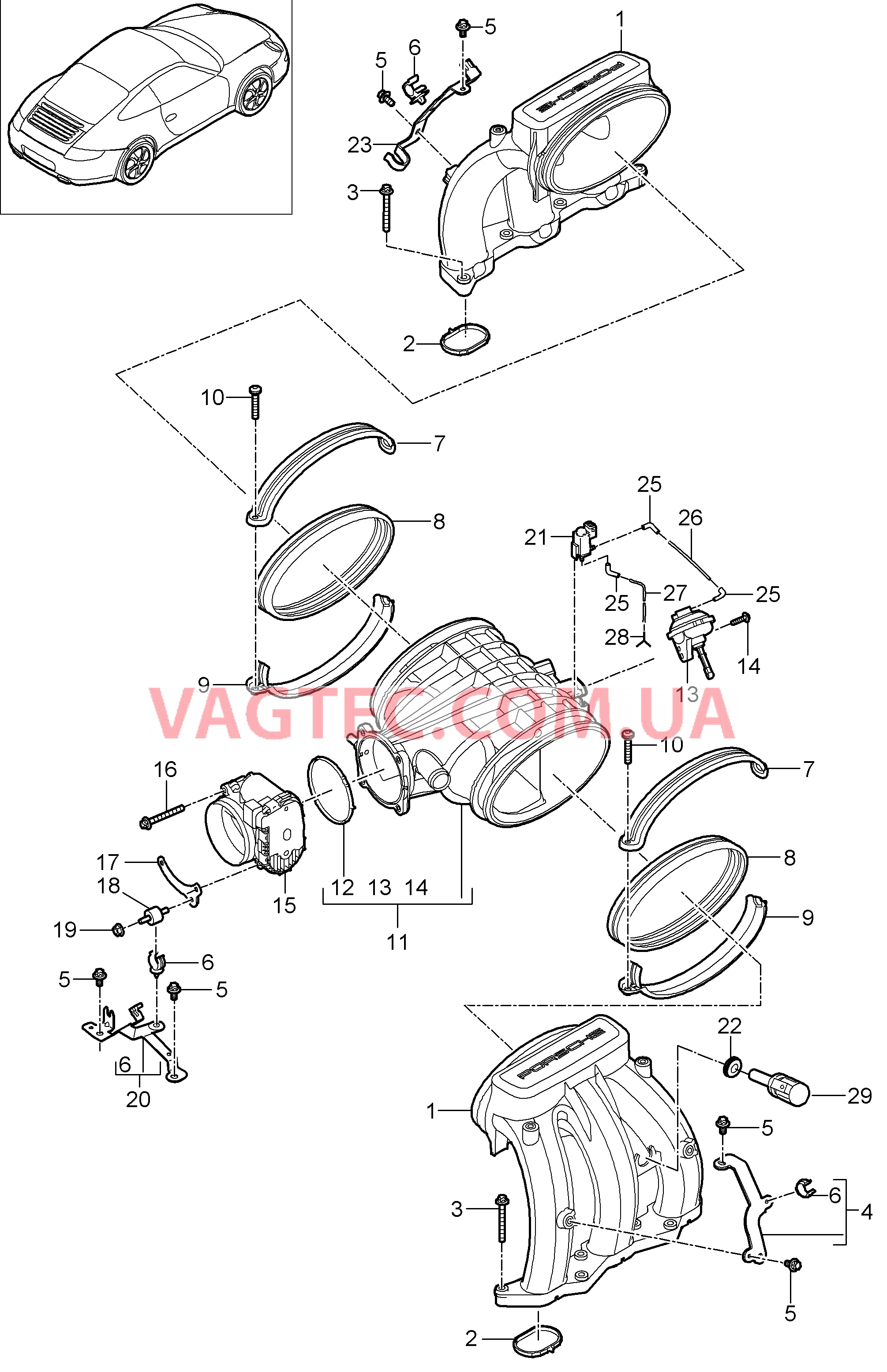 107-010 Впускной коллектор, Патр. дроссел.заслонки
						
						MA1.01, MA1.02 для PORSCHE 911.Carrera 2009-2012