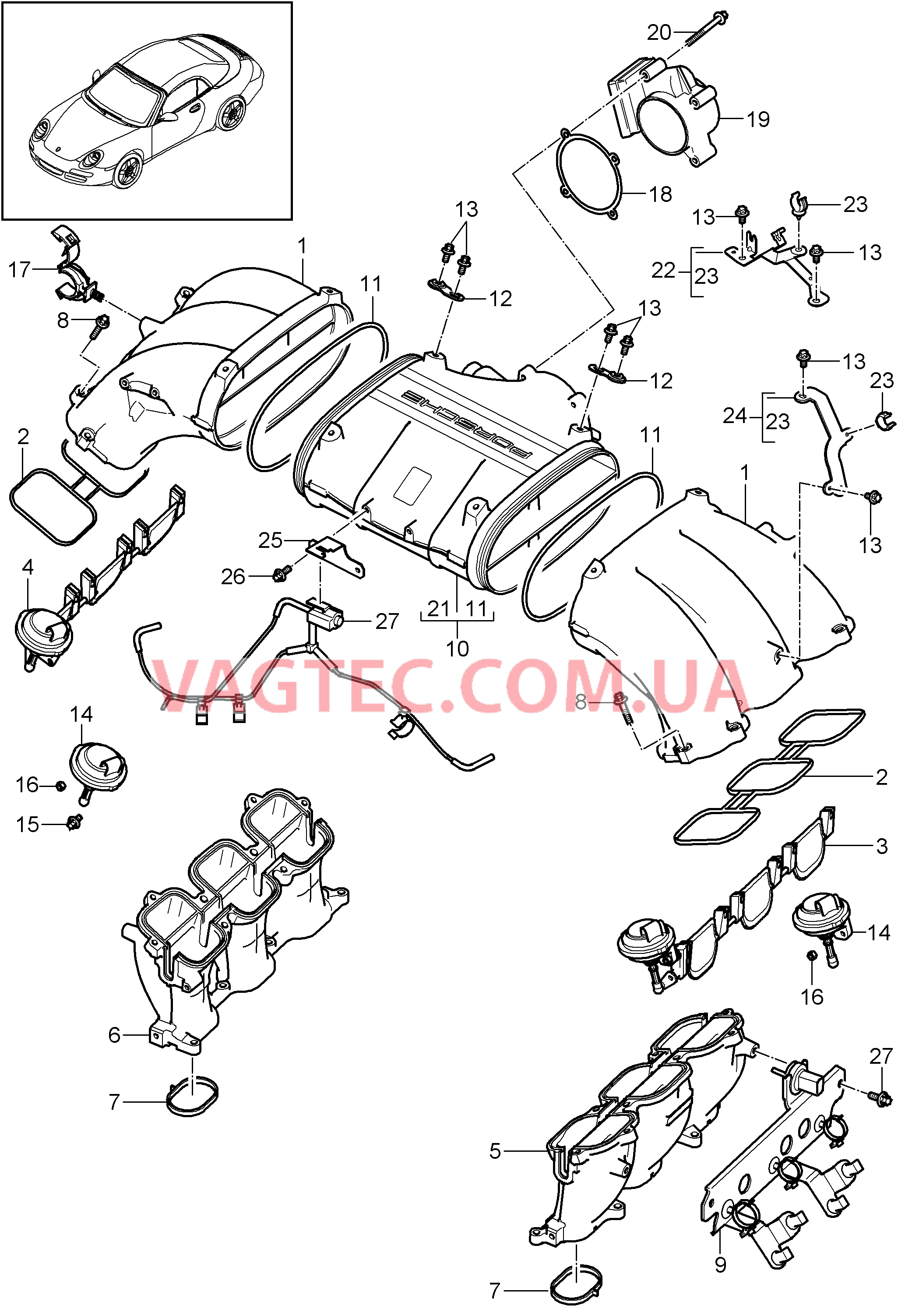 107-013 Впускной коллектор, Патр. дроссел.заслонки
						
						MA1.01, IX51 для PORSCHE 911.Carrera 2009-2012