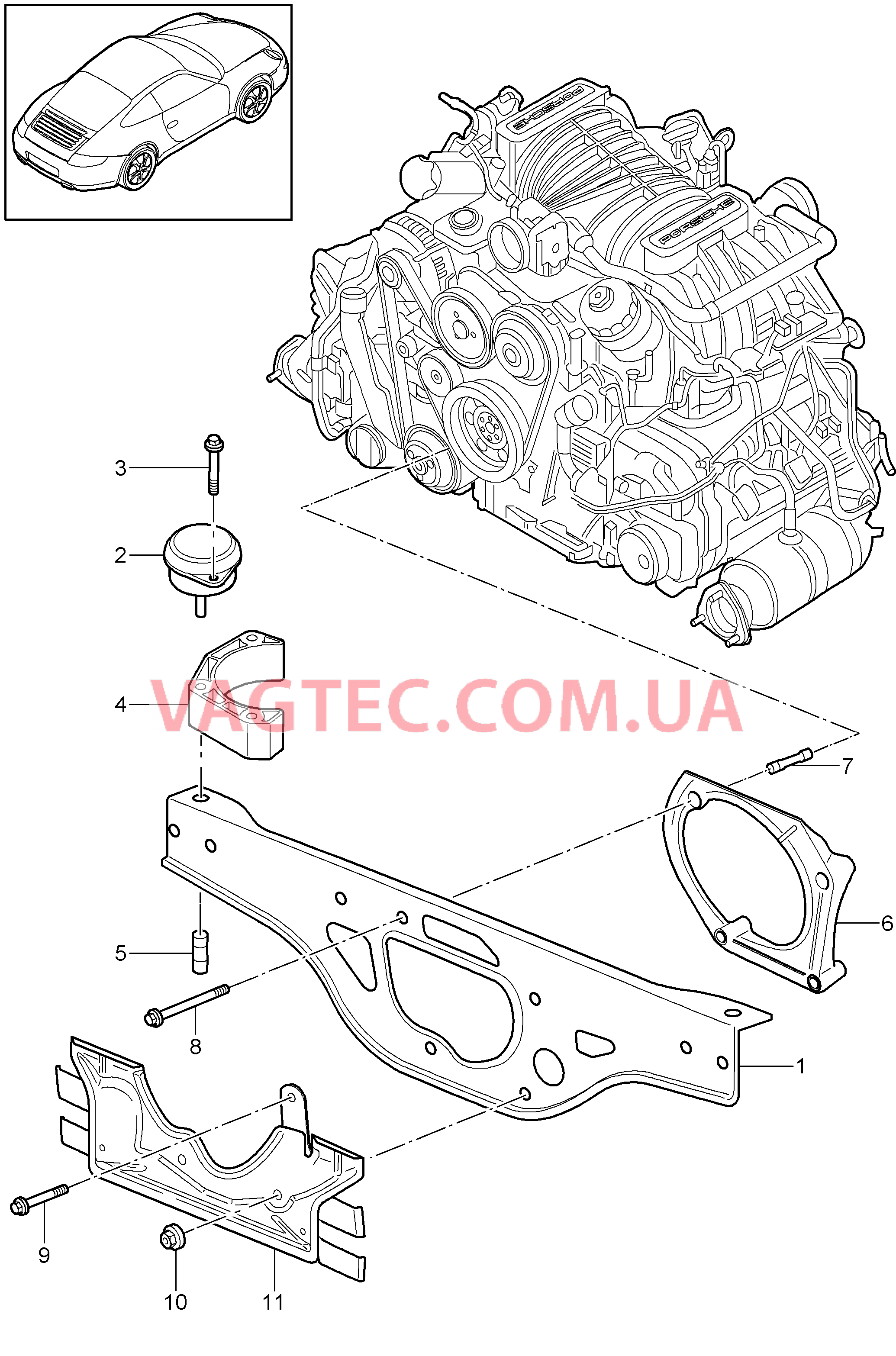 109-000 Подвеска двигателя
						
						MA1.01, MA1.02 для PORSCHE 911.Carrera 2009-2012