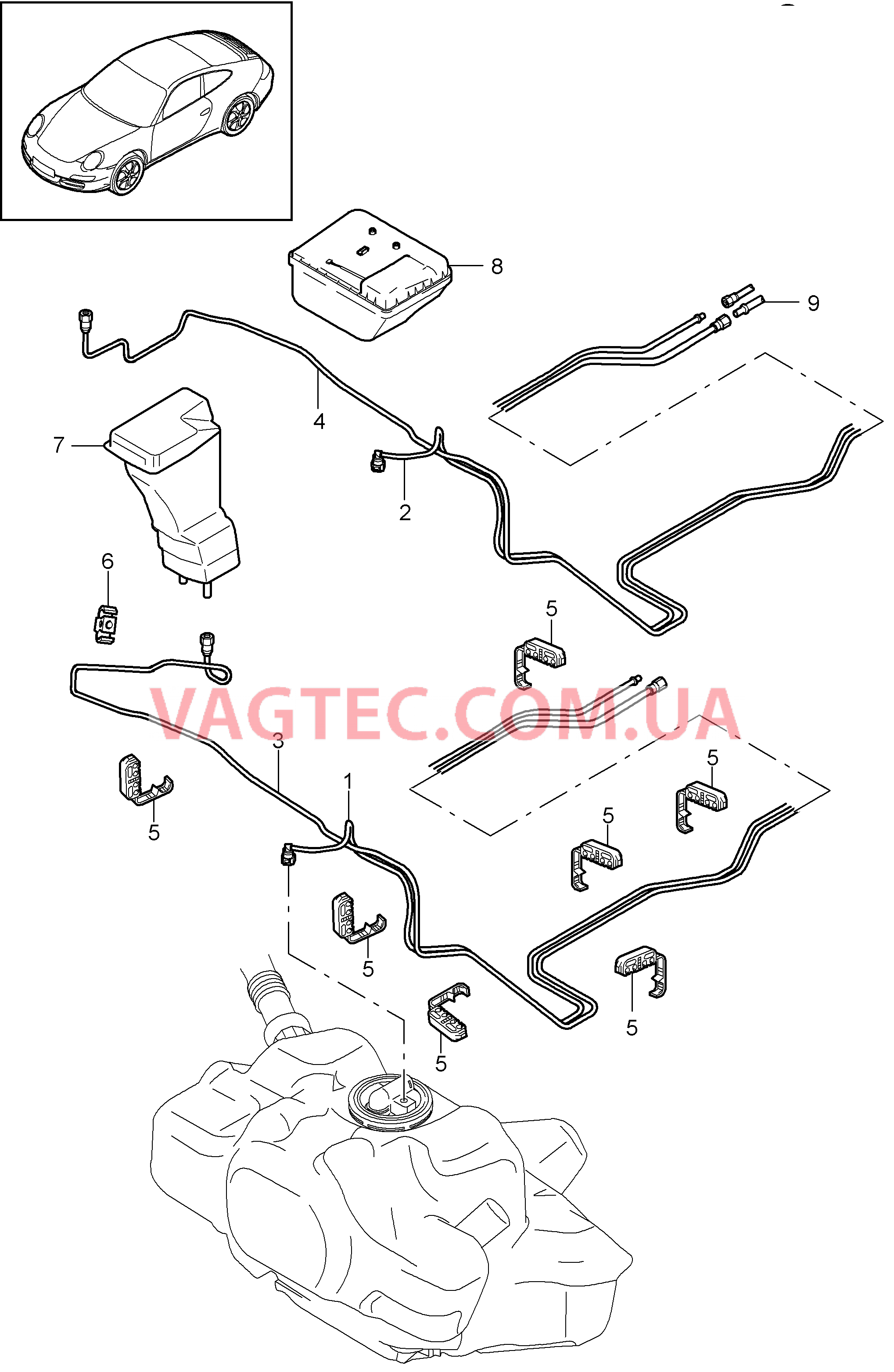 201-005 Топливная система, передний для PORSCHE 911.Carrera 2009-2012