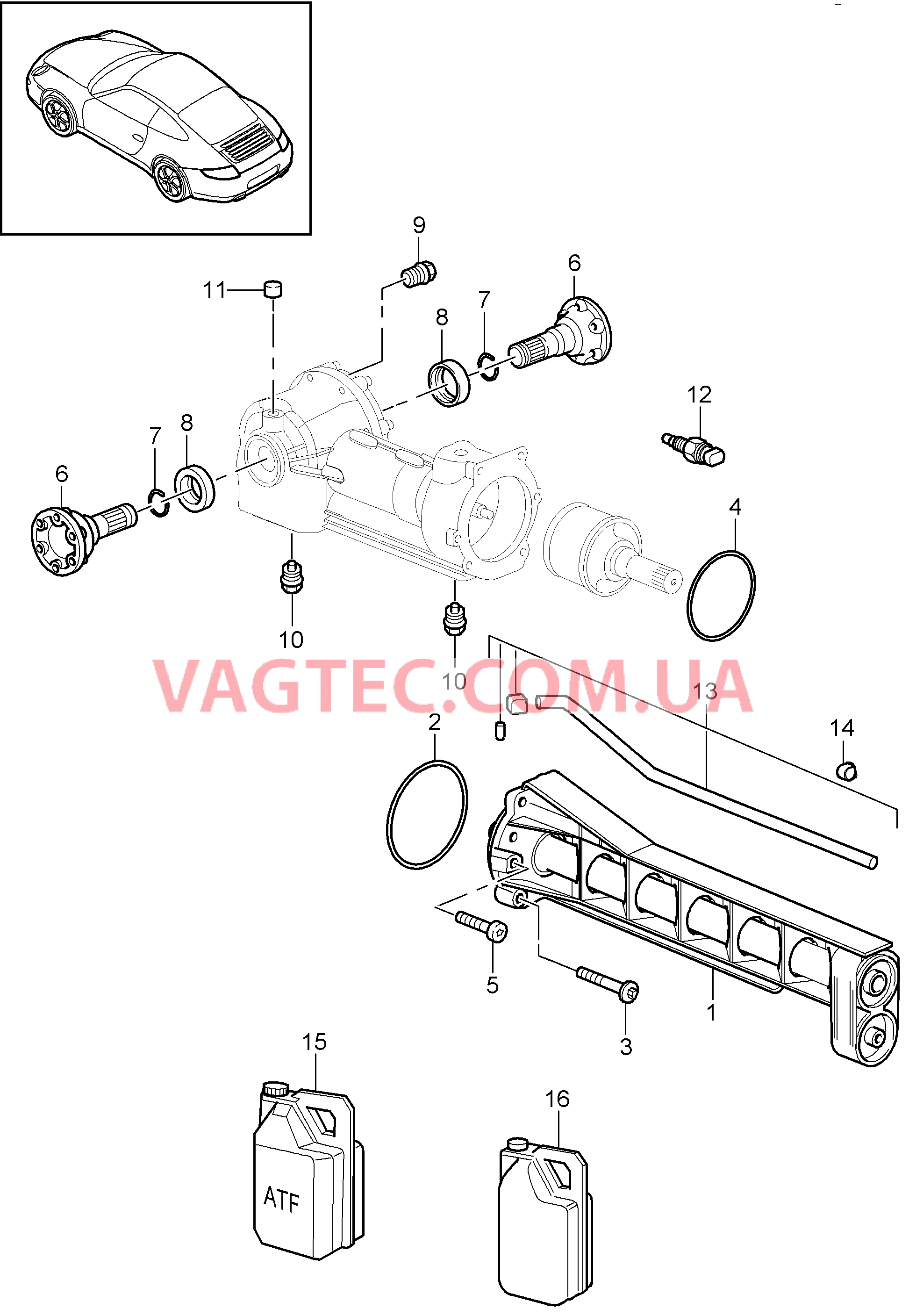 305-016 ГП передней оси, Сцепление, Отдельные детали для PORSCHE 911.Carrera 2009-2012USA