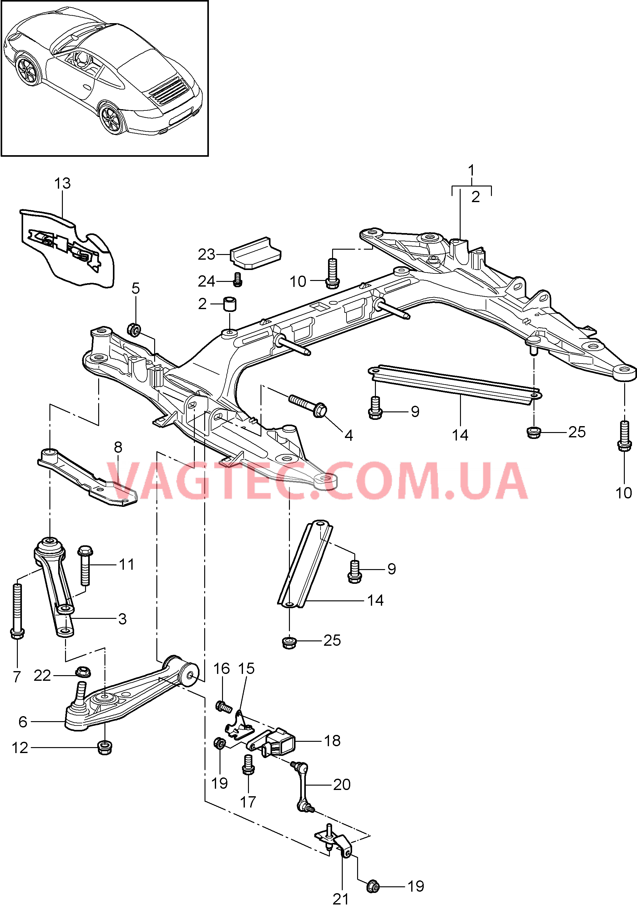 401-000 Поперечина, Поперечный рычаг для PORSCHE 911.Carrera 2009-2012USA