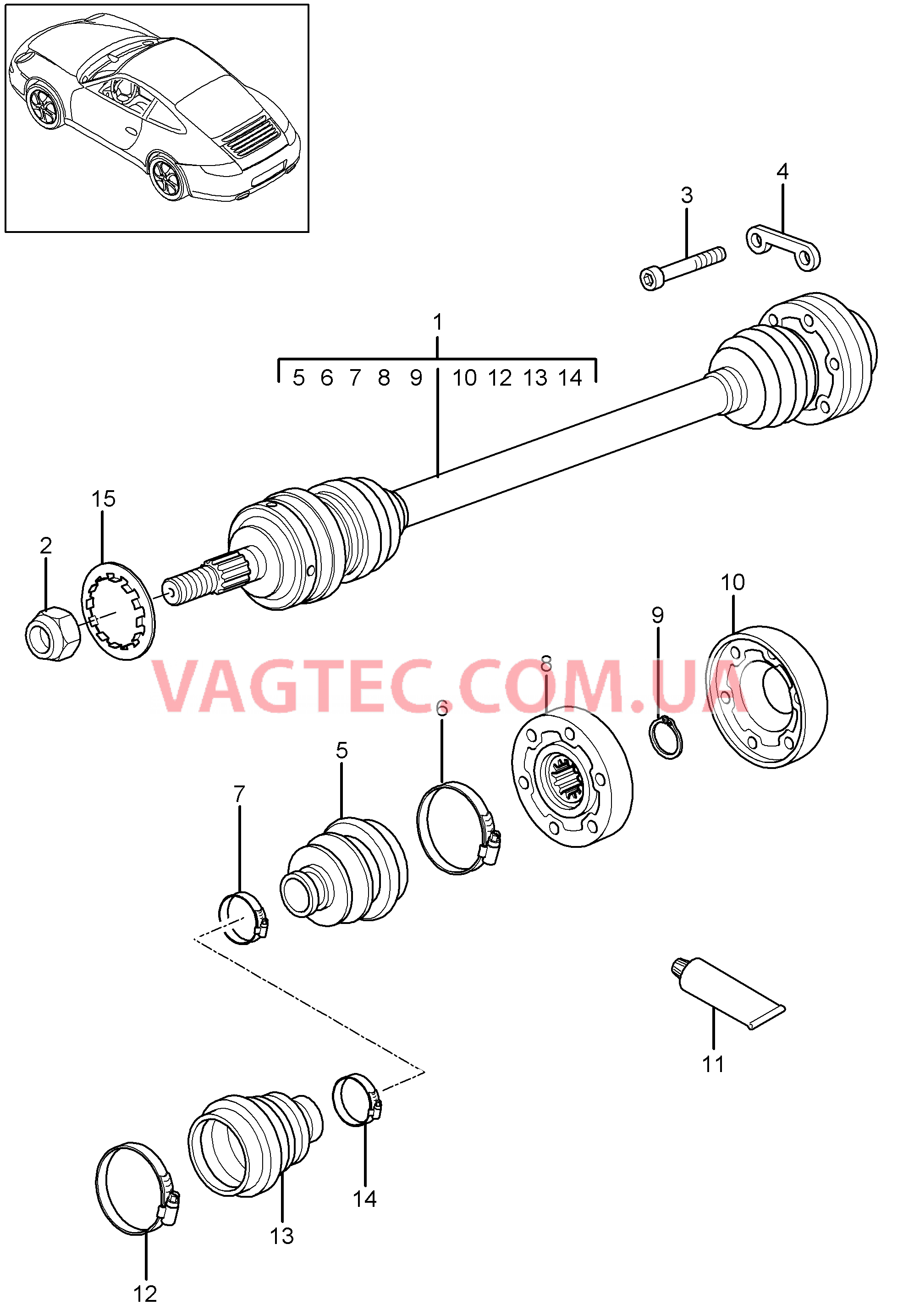 401-010 Шарнирный вал
						
						CARRERA 4, CARRERA 4-S, TARGA, TARGA-S, 4 GTS для PORSCHE 911.Carrera 2009-2012USA