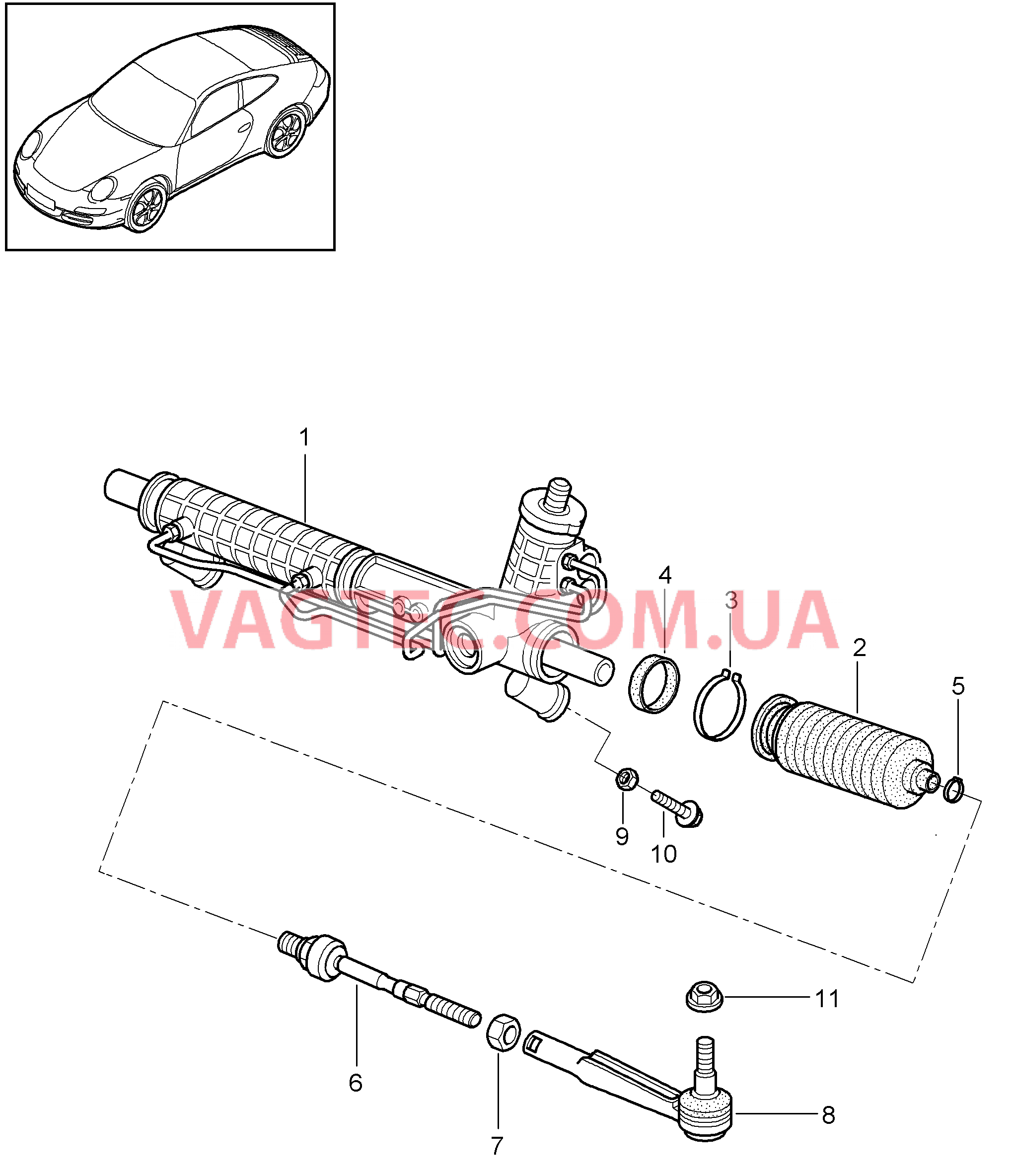 403-000 Рул.управ.с усилителем, Рулевой механизм, Элементы управления для PORSCHE 911.Carrera 2009-2012USA