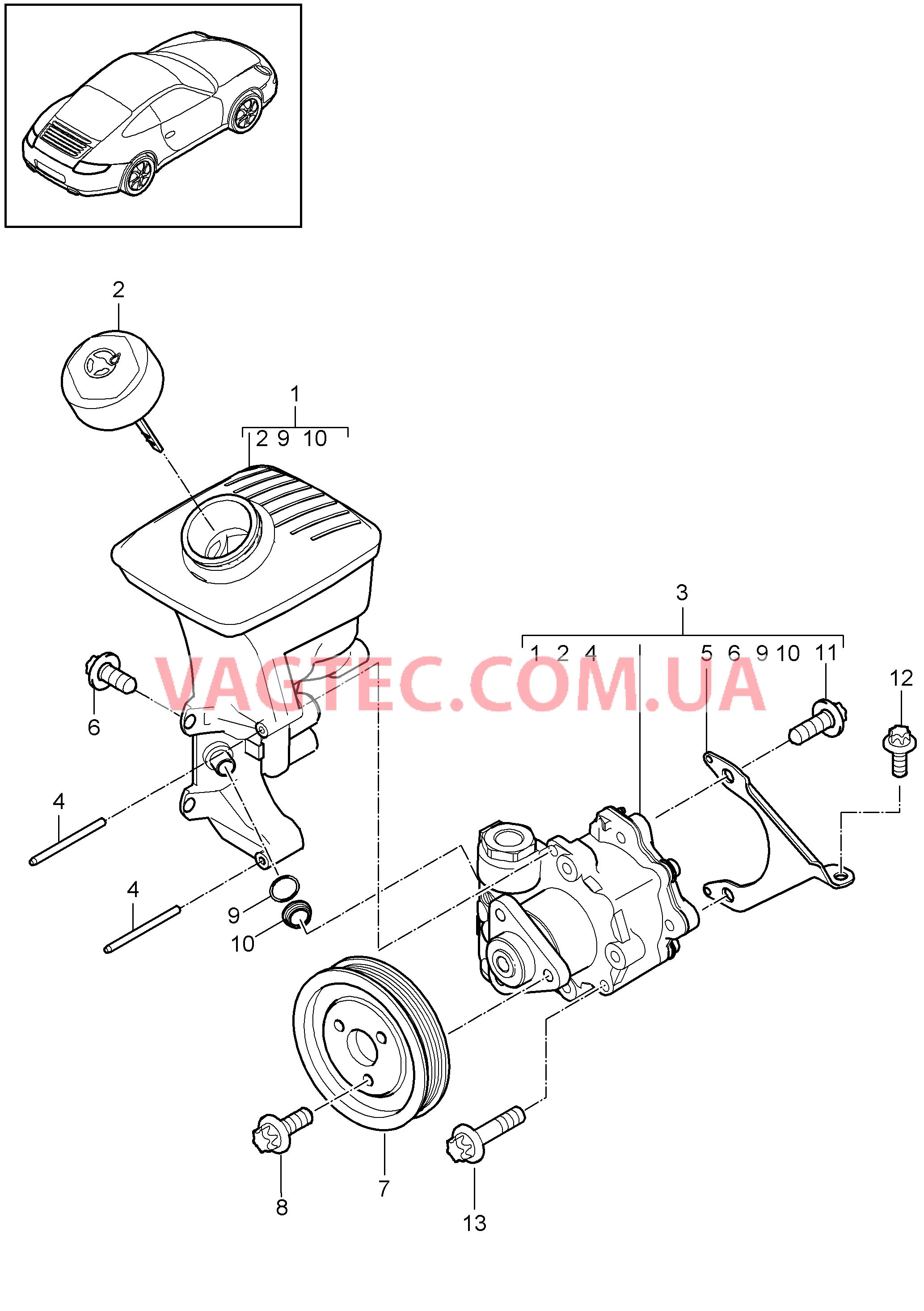 403-003 Рул.управ.с усилителем, Сервонасос, Резервуар для PORSCHE 911.Carrera 2009-2012