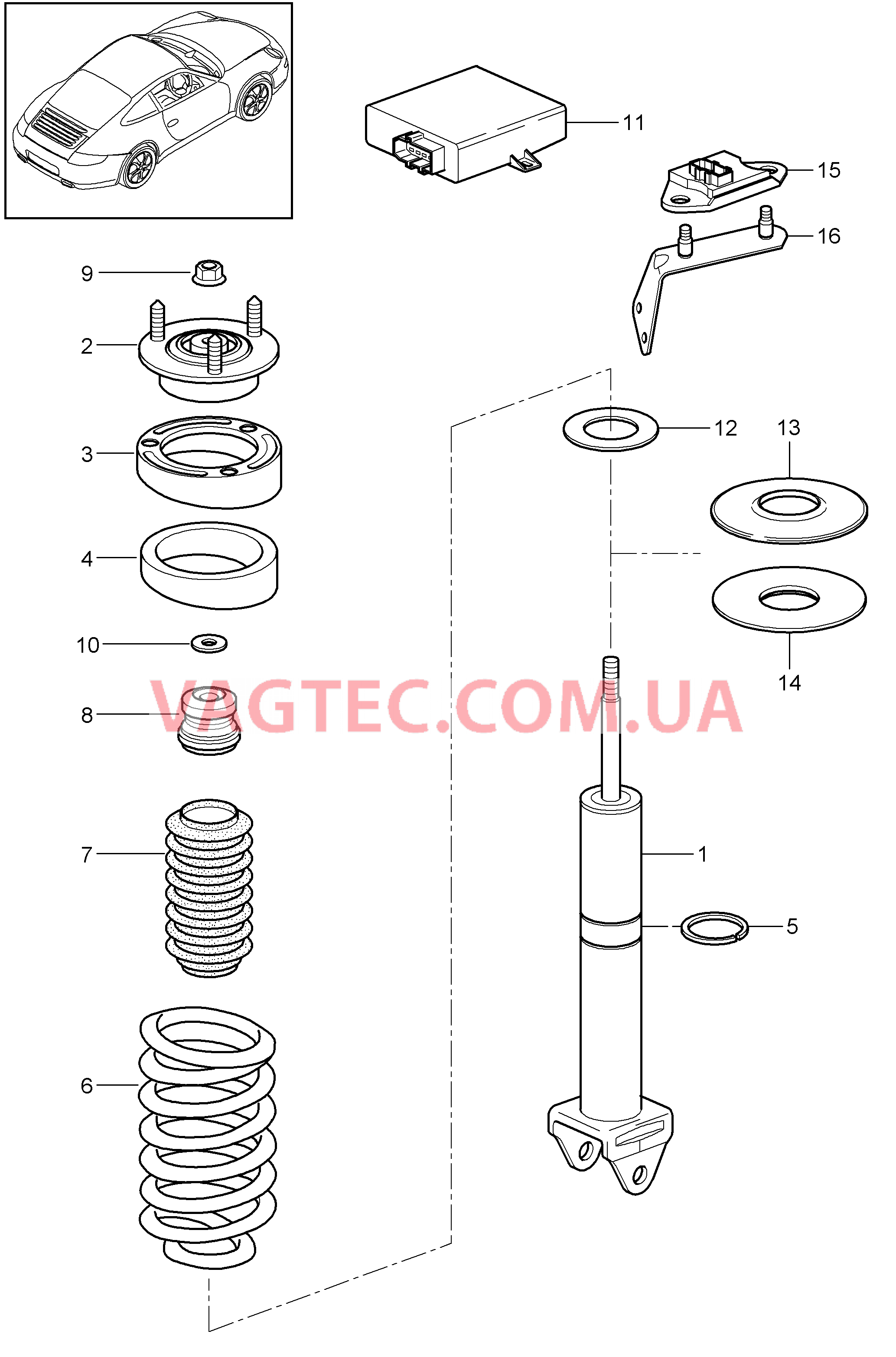 502-000 Амортизатор, Витая пружина
						
						CARRERA 2, CARRERA 2-S, SPORTCLASSIC, SPEEDSTER, CARRERA GTS для PORSCHE 911.Carrera 2009-2012