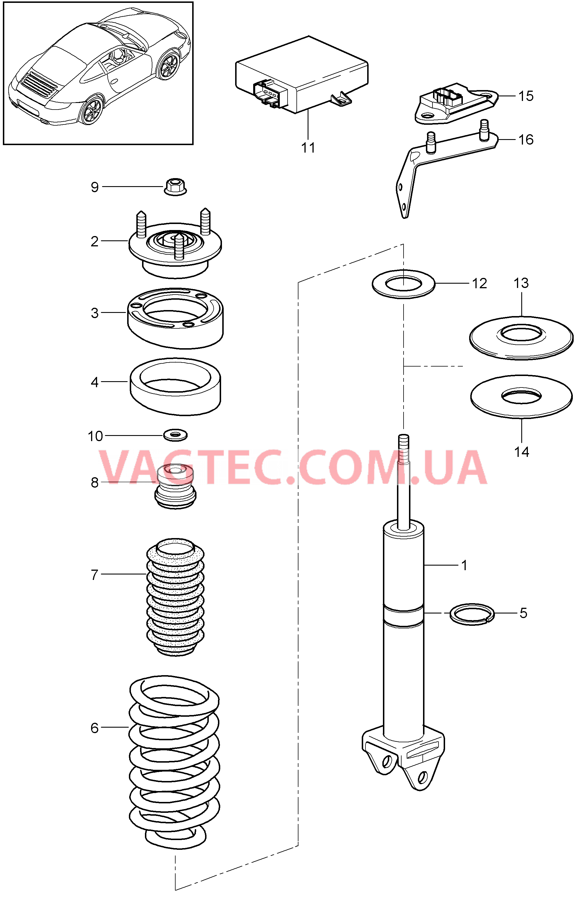 502-001 Амортизатор, Витая пружина
						
						CARRERA 4, CARRERA 4-S, TARGA, TARGA-S, 4 GTS для PORSCHE 911.Carrera 2009-2012