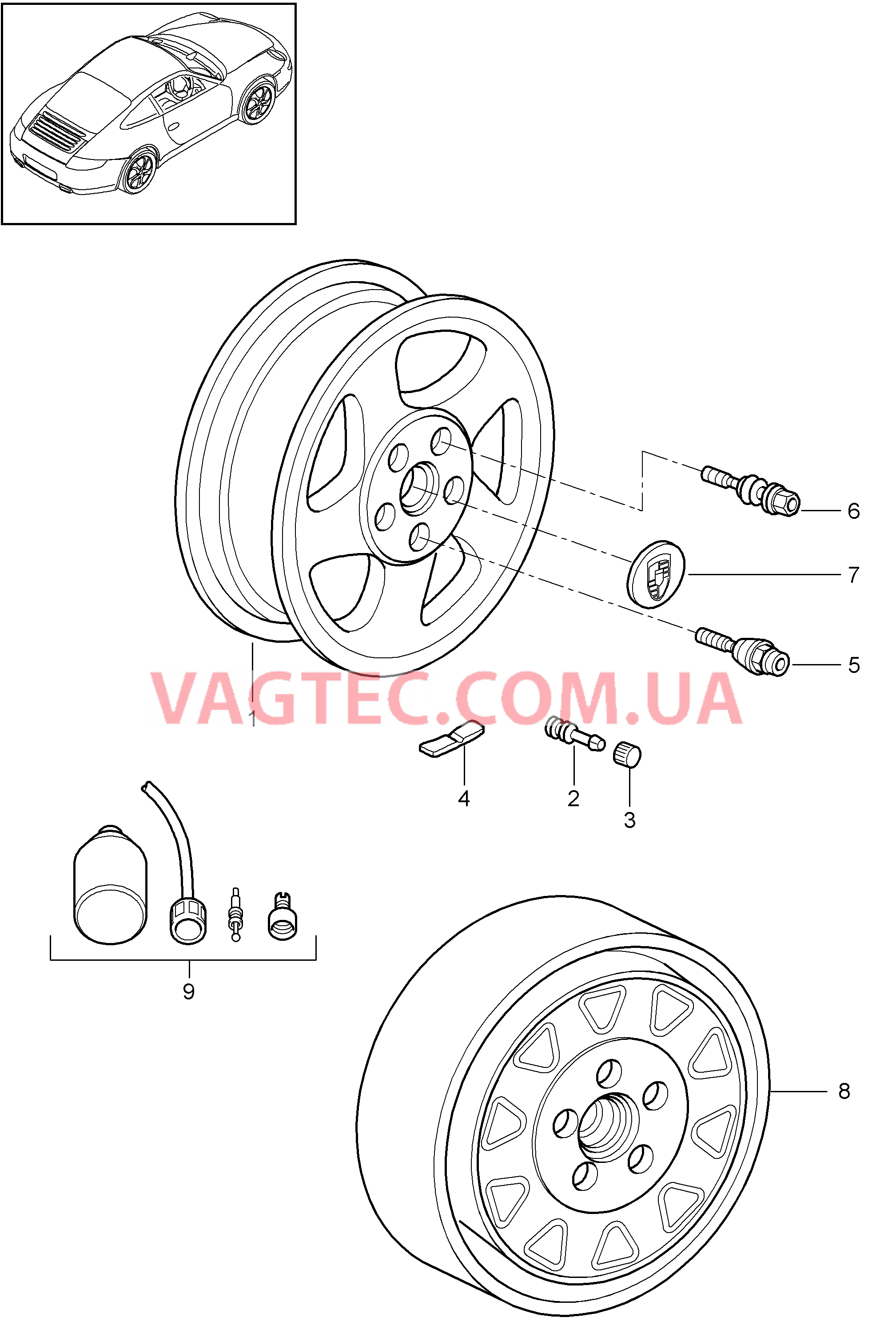 601-000 Колеса для PORSCHE 911.Carrera 2009-2012