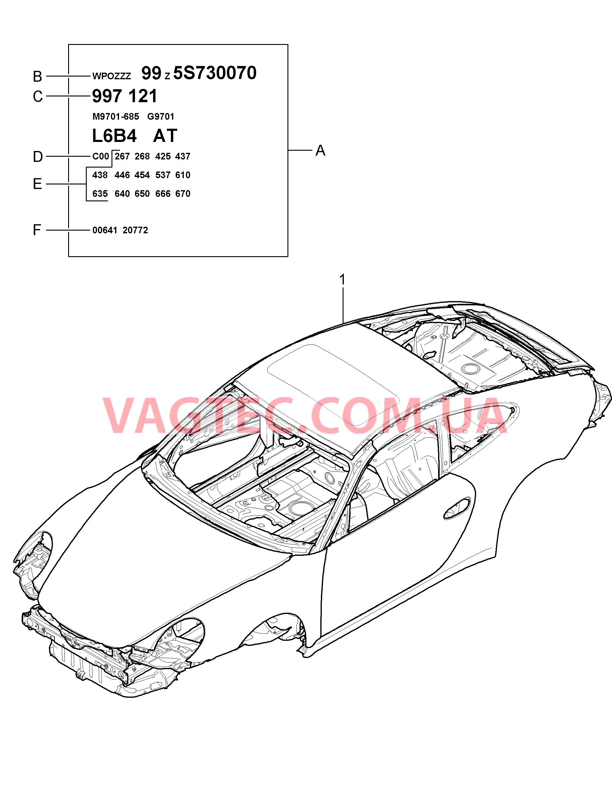 801-000 Силовая структура кузова для PORSCHE 911.Carrera 2009-2012