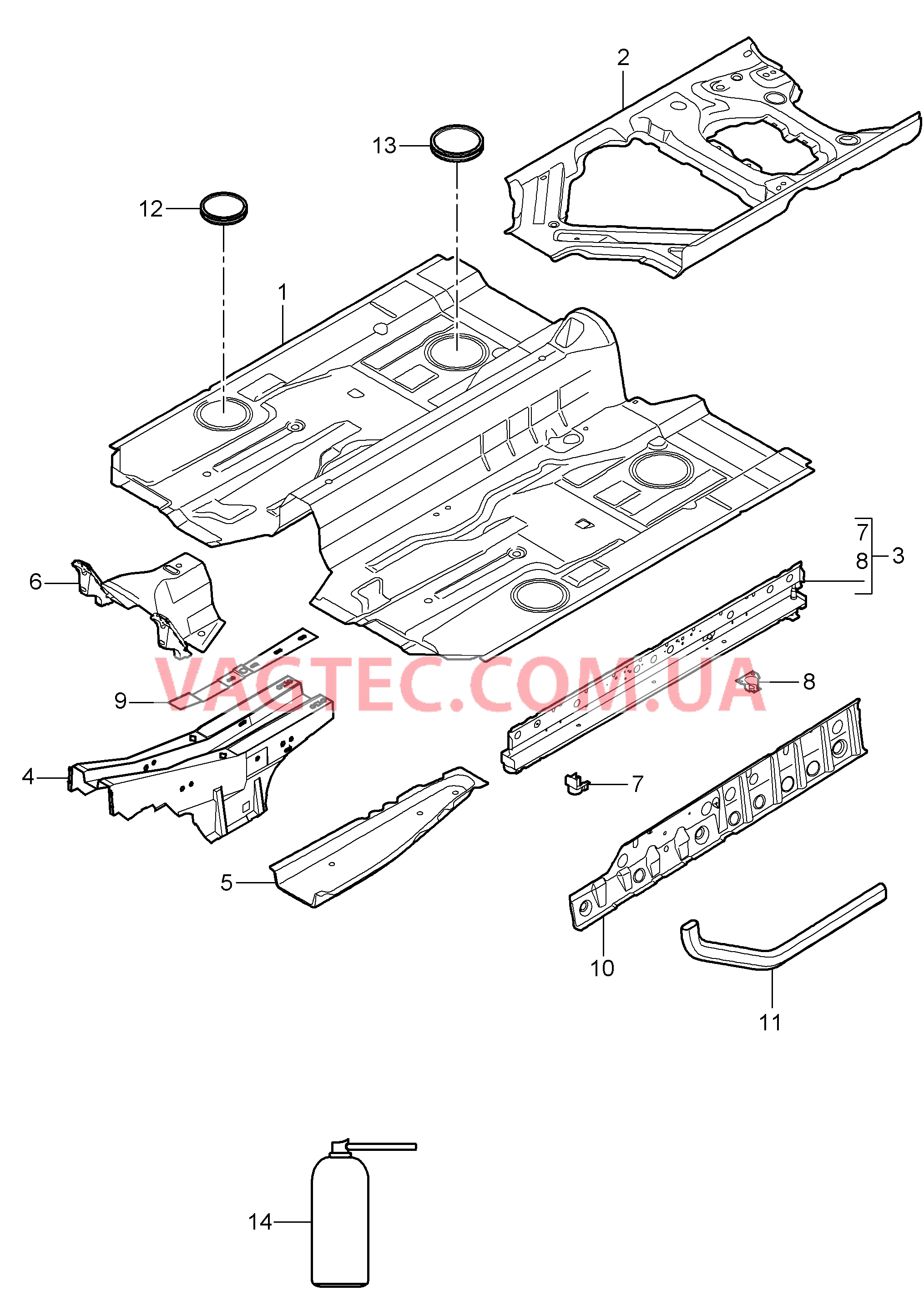 801-020 Днище, средний для PORSCHE 911.Carrera 2009-2012