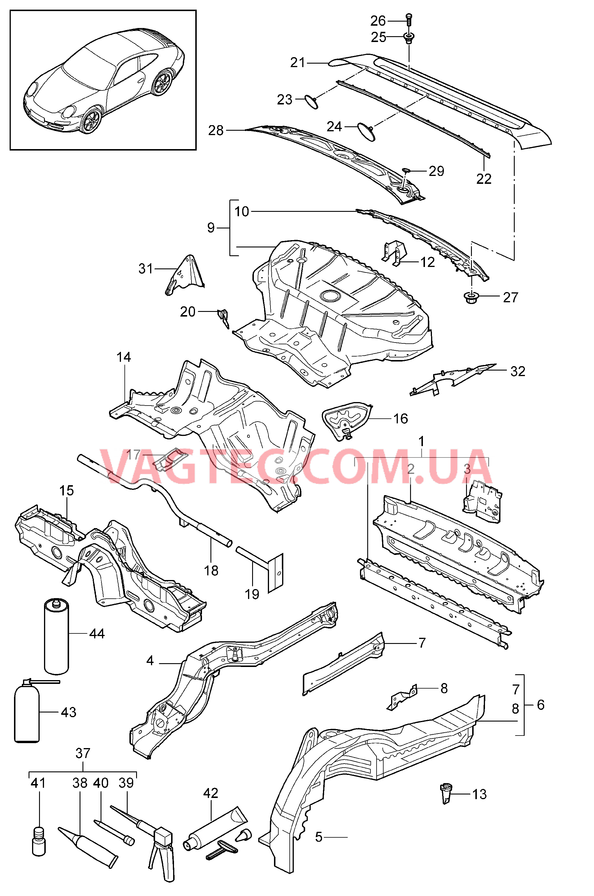 801-035 Задняя подвеска для PORSCHE 911.Carrera 2009-2012USA