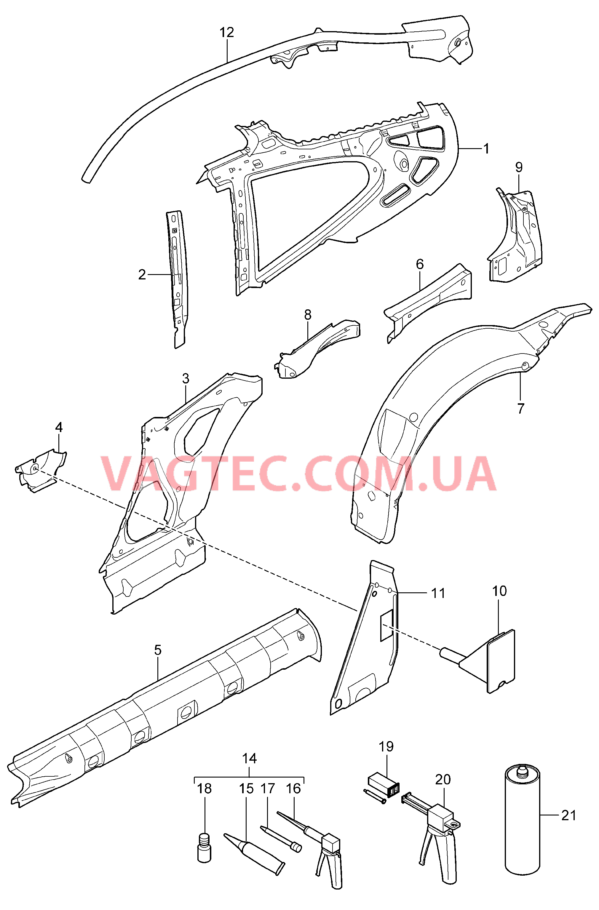 801-050 Боковая часть, внутренний
						
						COUPE/TARGA для PORSCHE 911.Carrera 2009-2012