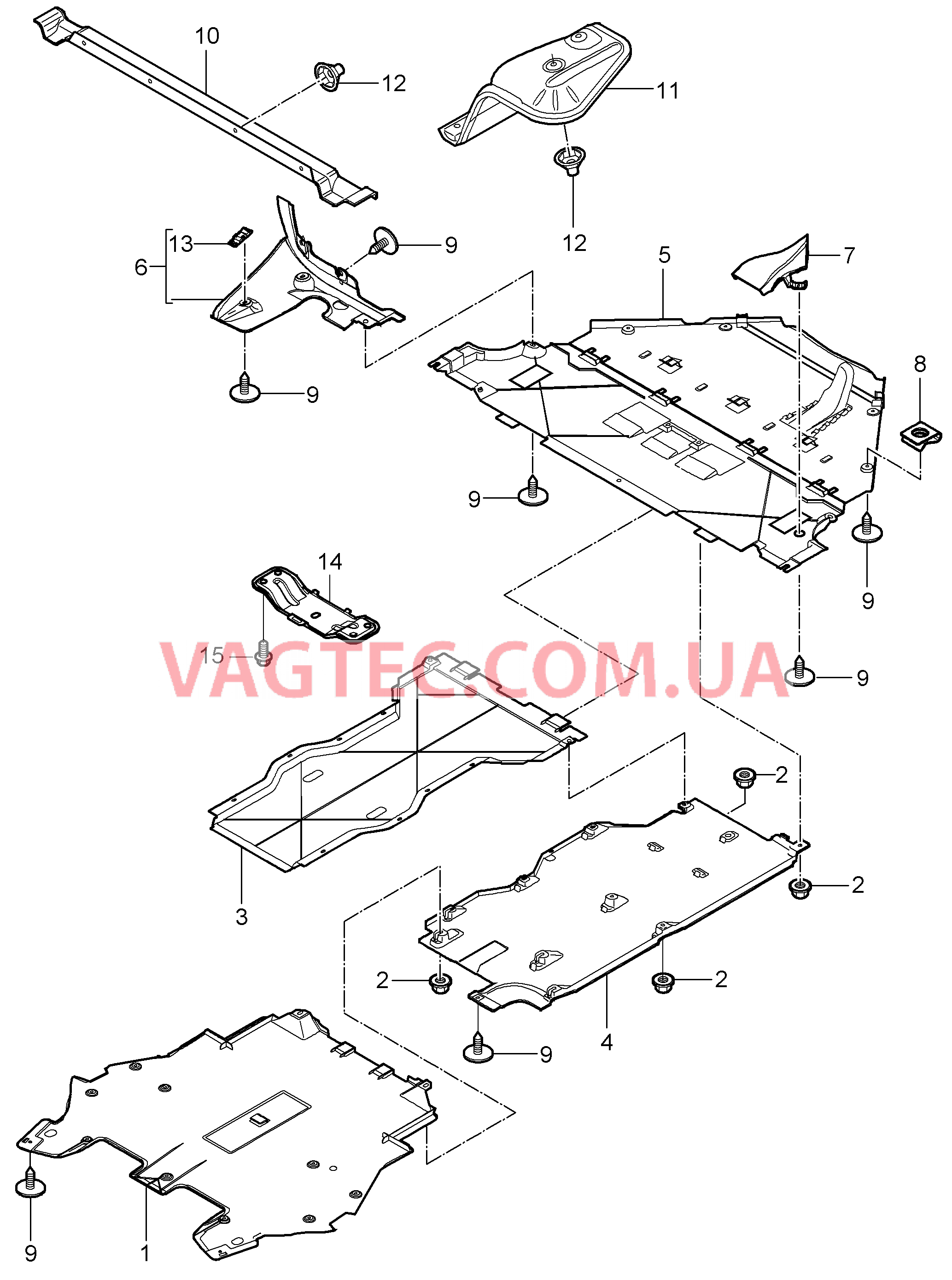 801-070 Обивки, Днище кузова для PORSCHE 911.Carrera 2009-2012