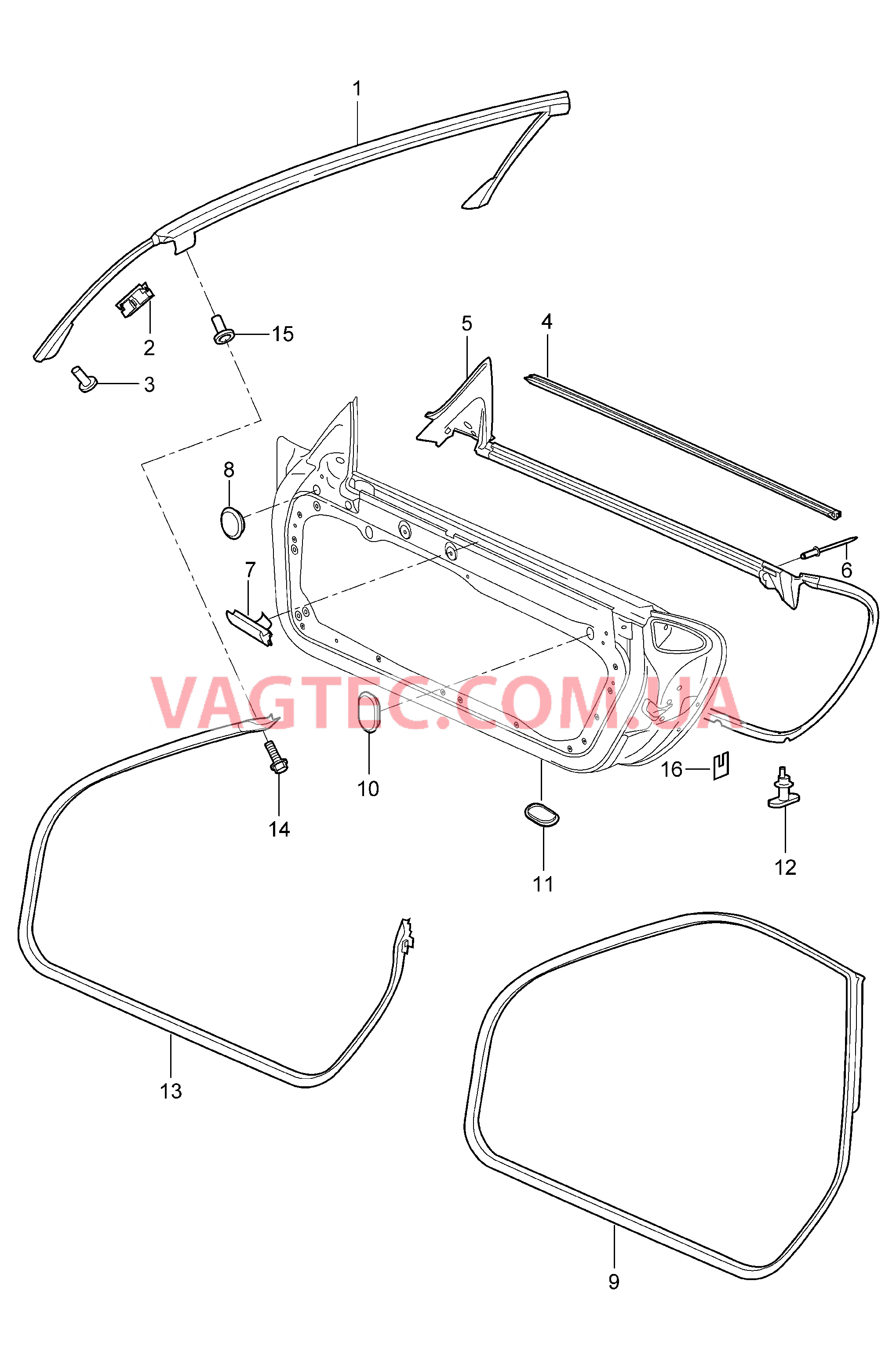 804-010 Дверн.уплотнитель, Прокладка, Лобовое стекло для PORSCHE 911.Carrera 2009-2012