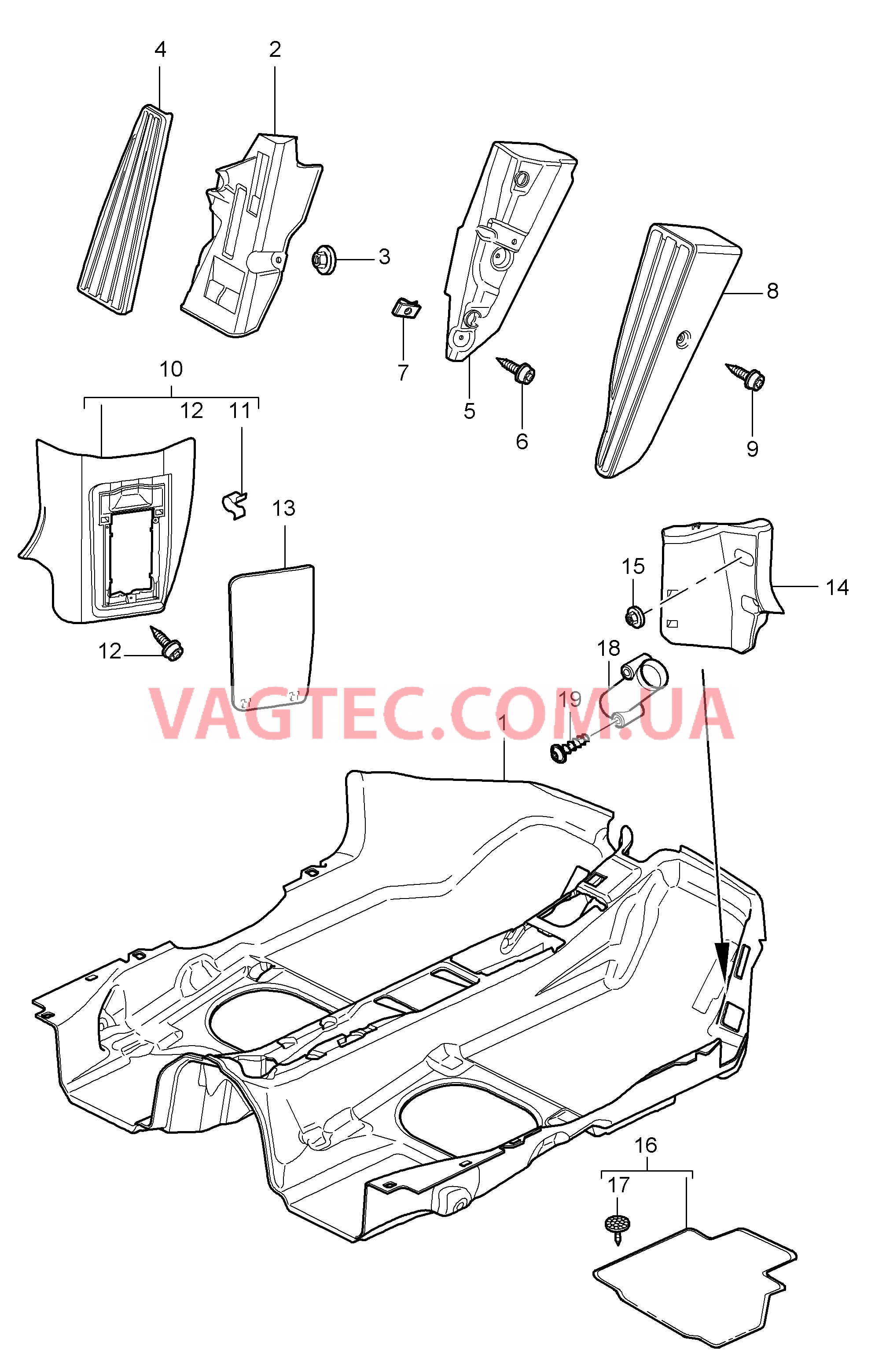 807-002 Накладка на днище, Обивки для PORSCHE 911.Carrera 2009-2012