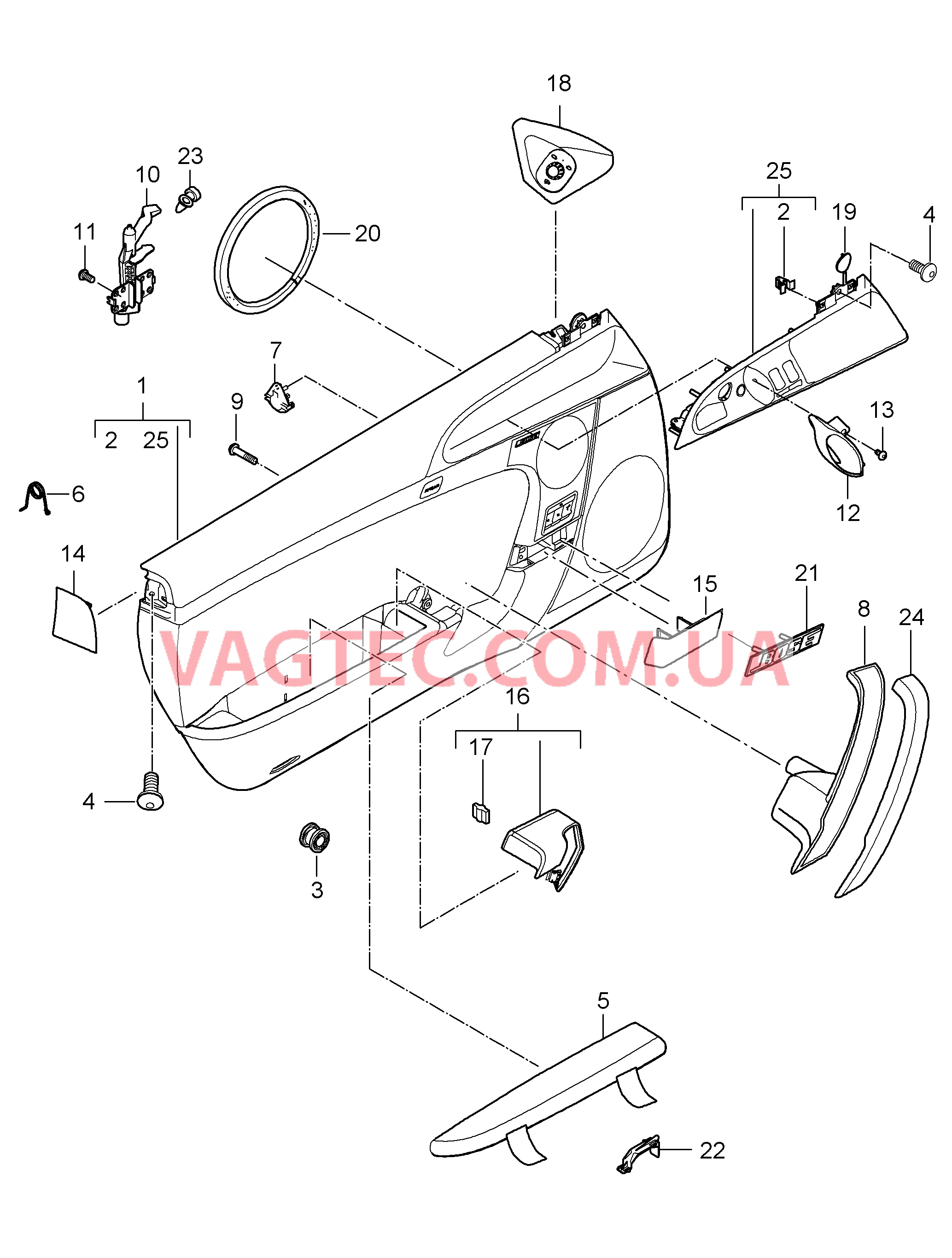 807-010 Обшивка двери, Детали для PORSCHE 911.Carrera 2009-2012USA