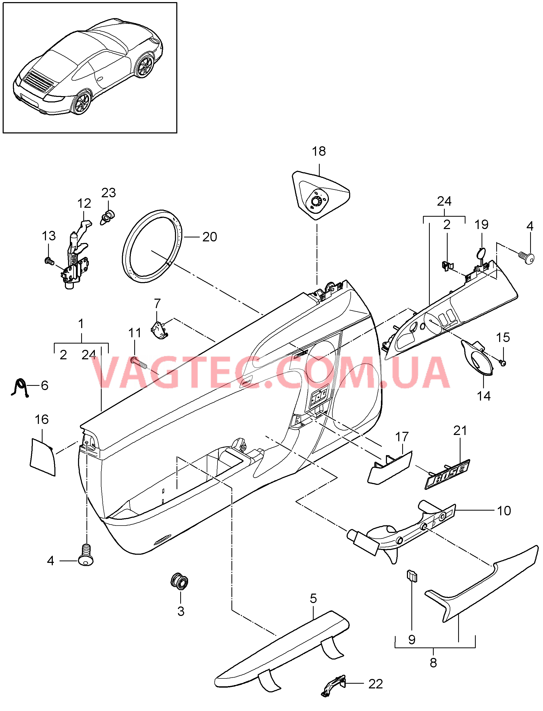 807-011 Обшивка двери, Детали
						
						I756 для PORSCHE 911.Carrera 2009-2012