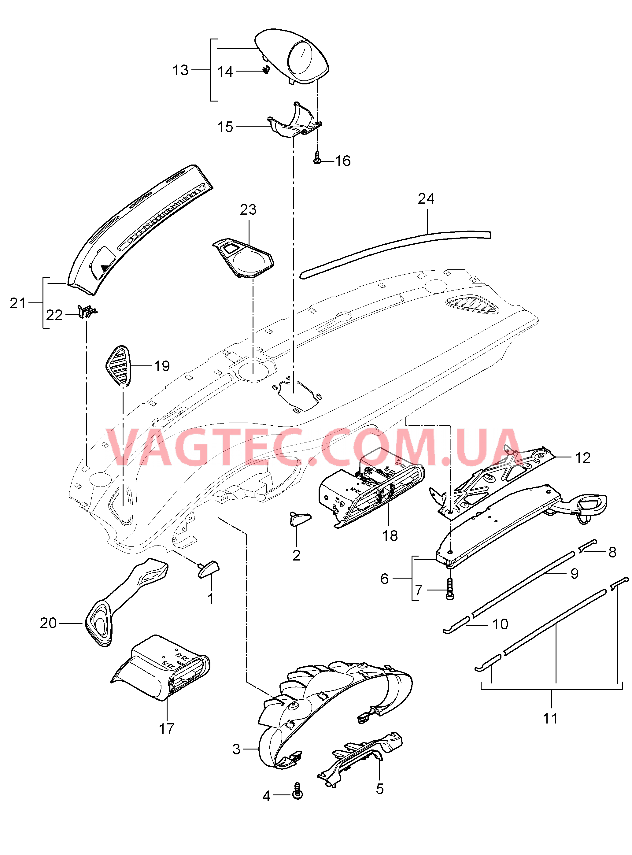 809-001 Детали, Облицовка передней панели, Верхняя часть для PORSCHE 911.Carrera 2009-2012USA