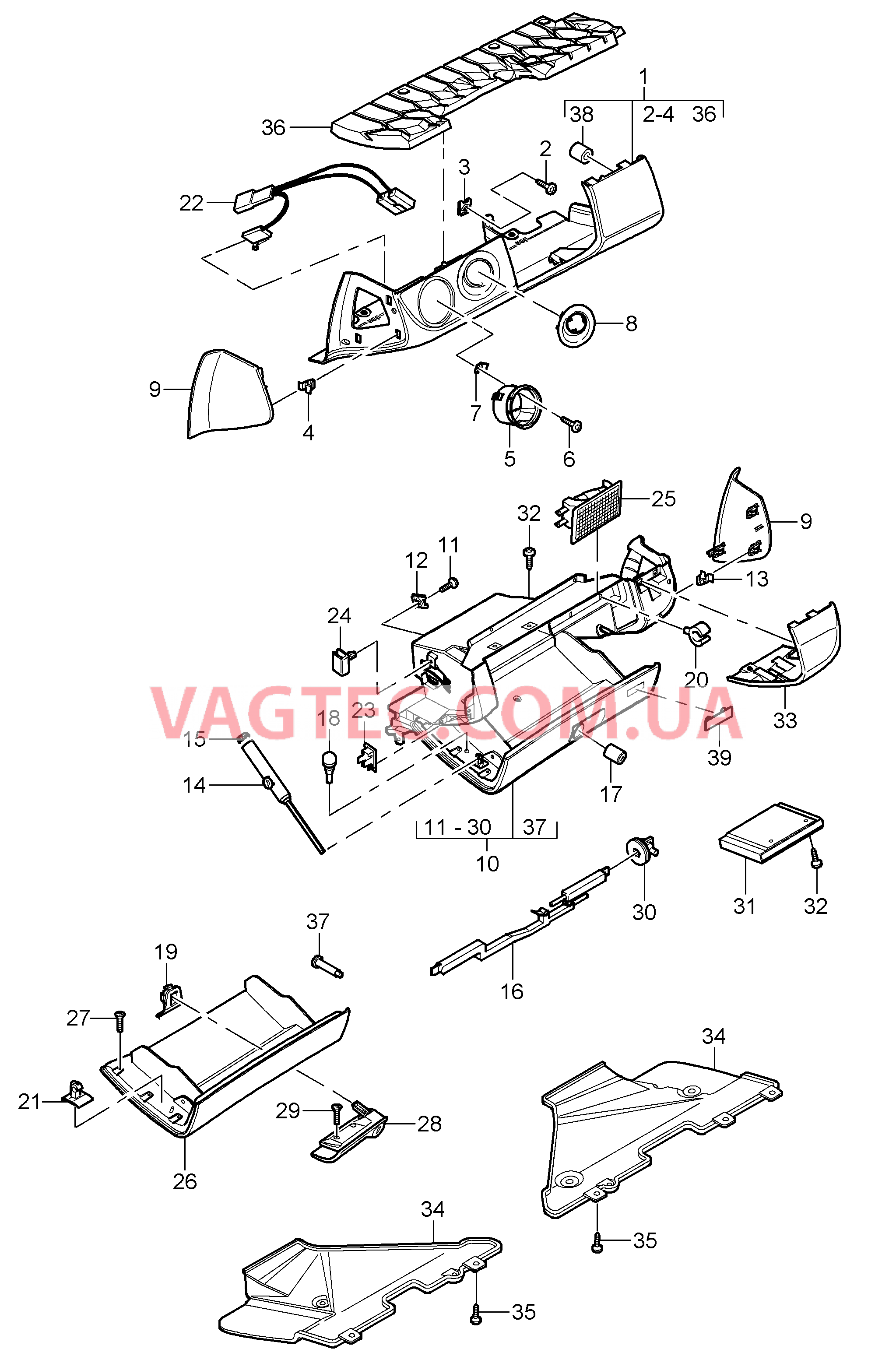 809-003 Перчаточный ящик, Крышка, и, Обшивка, Сторона водителя для PORSCHE 911.Carrera 2009-2012