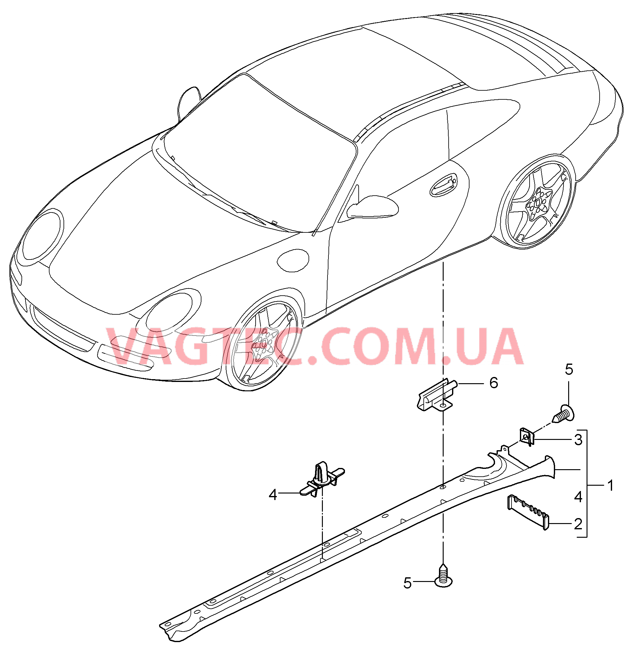 810-005 Накладка на порог для PORSCHE 911.Carrera 2009-2012USA