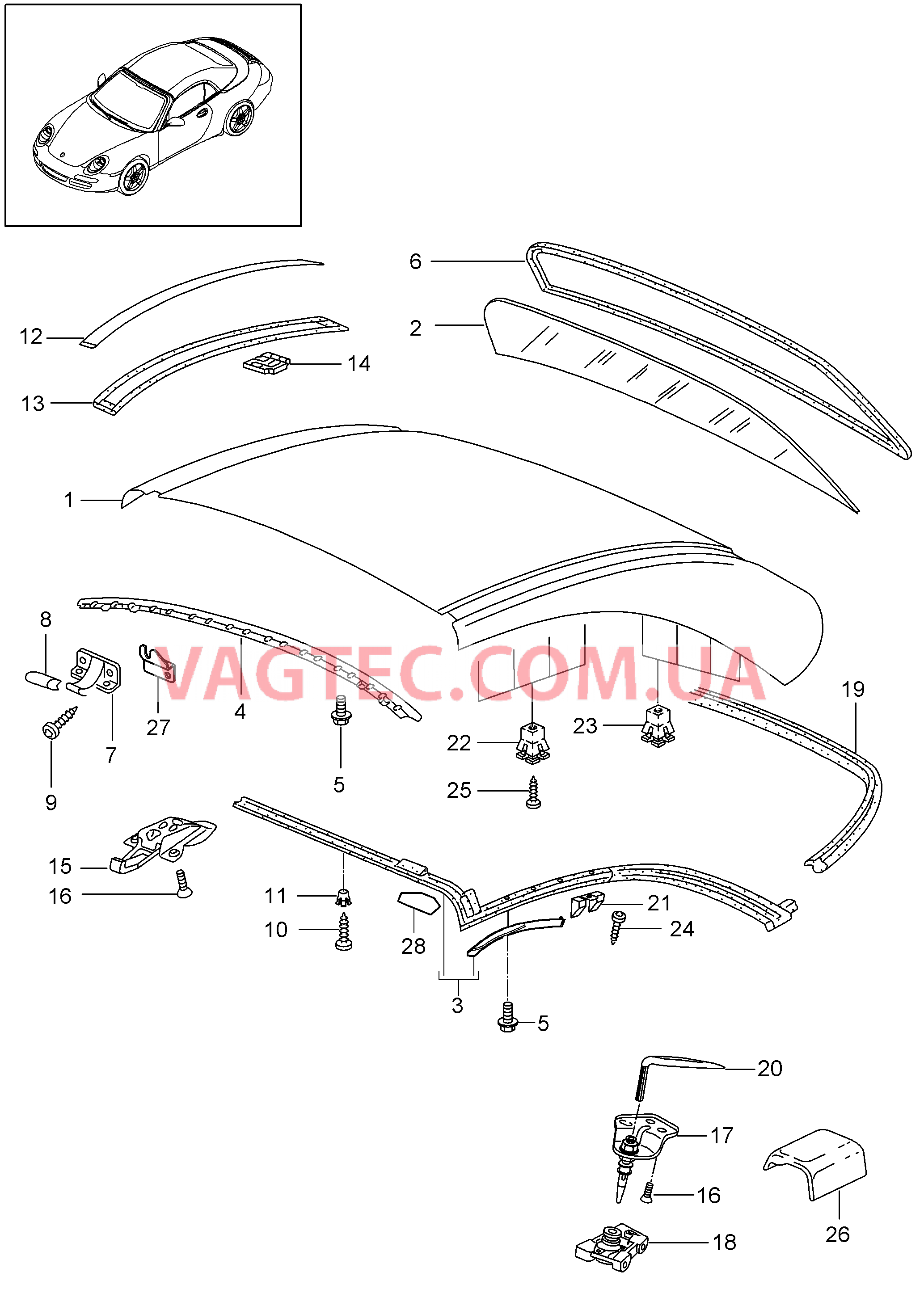 811-016 Жесткий верх, Детали, Уплотнения
						
						I550 для PORSCHE 911.Carrera 2009-2012