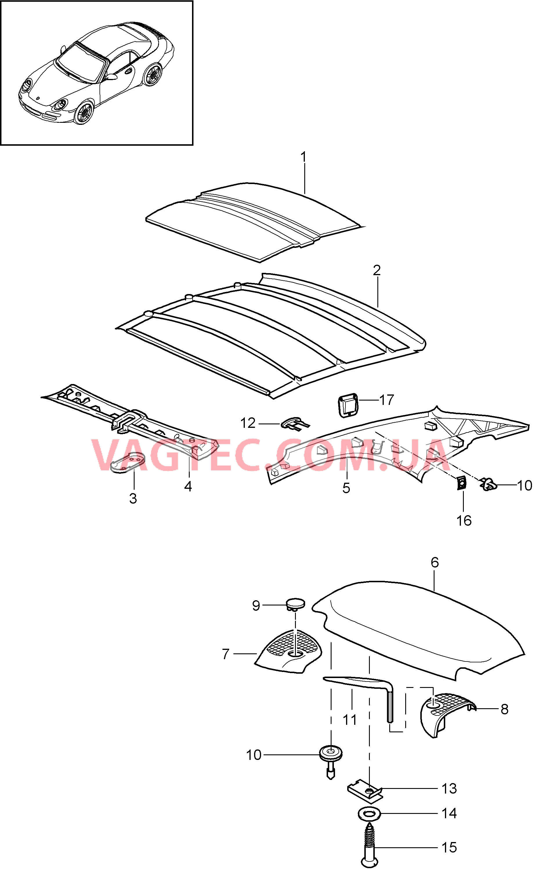 811-017 Жесткий верх, Звукоизоляция
						
						I550 для PORSCHE 911.Carrera 2009-2012USA