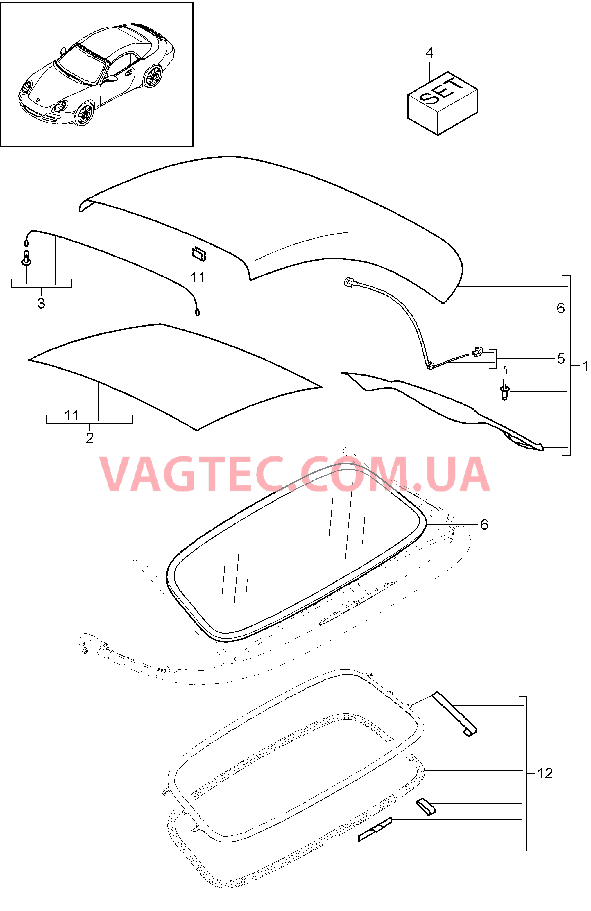 811-020 Обивка складного верха, Обшивка потолка
						
						SPEEDSTER, I503 для PORSCHE 911.Carrera 2009-2012