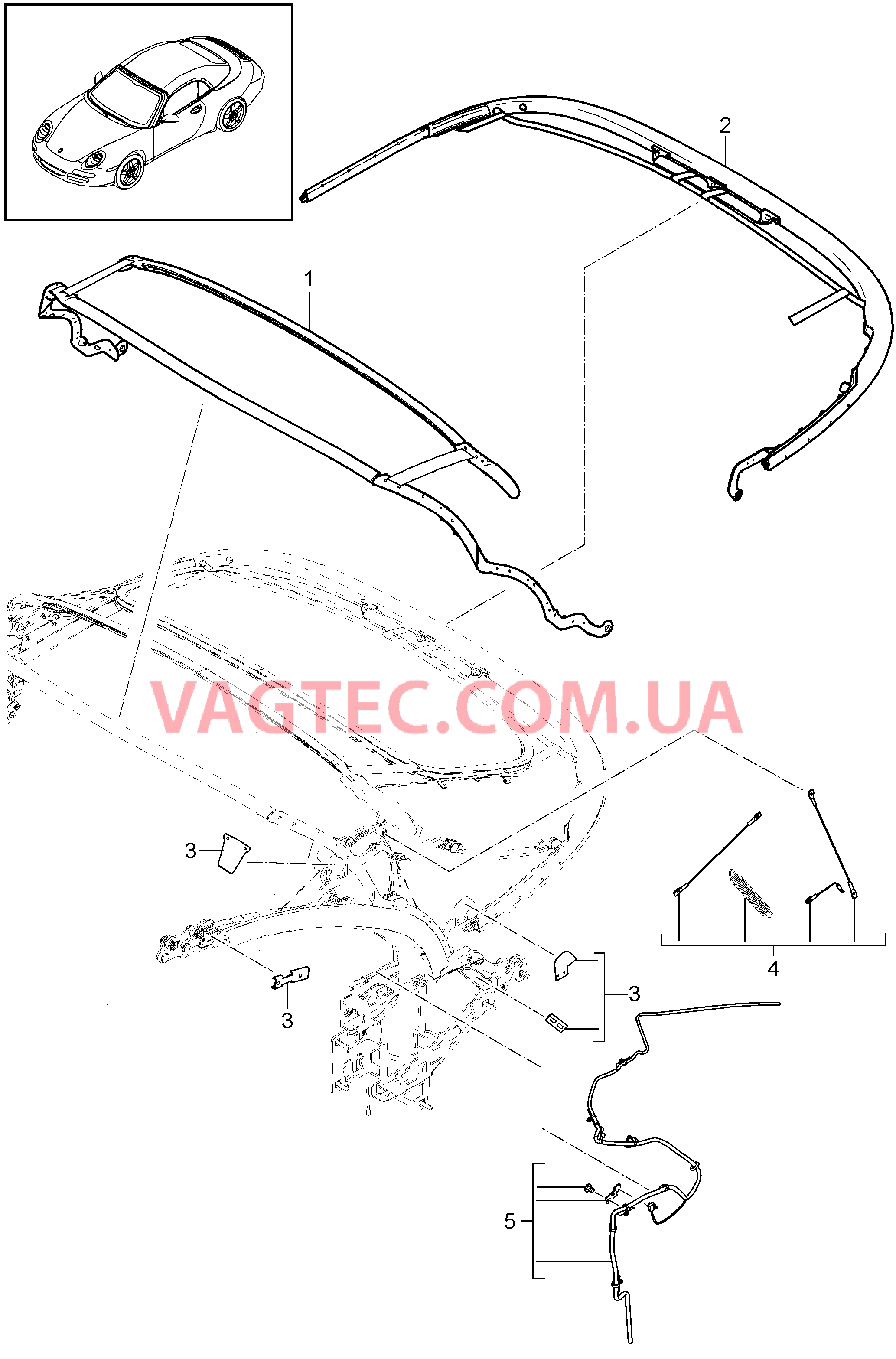 811-030 Каркас складного верха, Отдельные детали
						
						SPEEDSTER, I503 для PORSCHE 911.Carrera 2009-2012