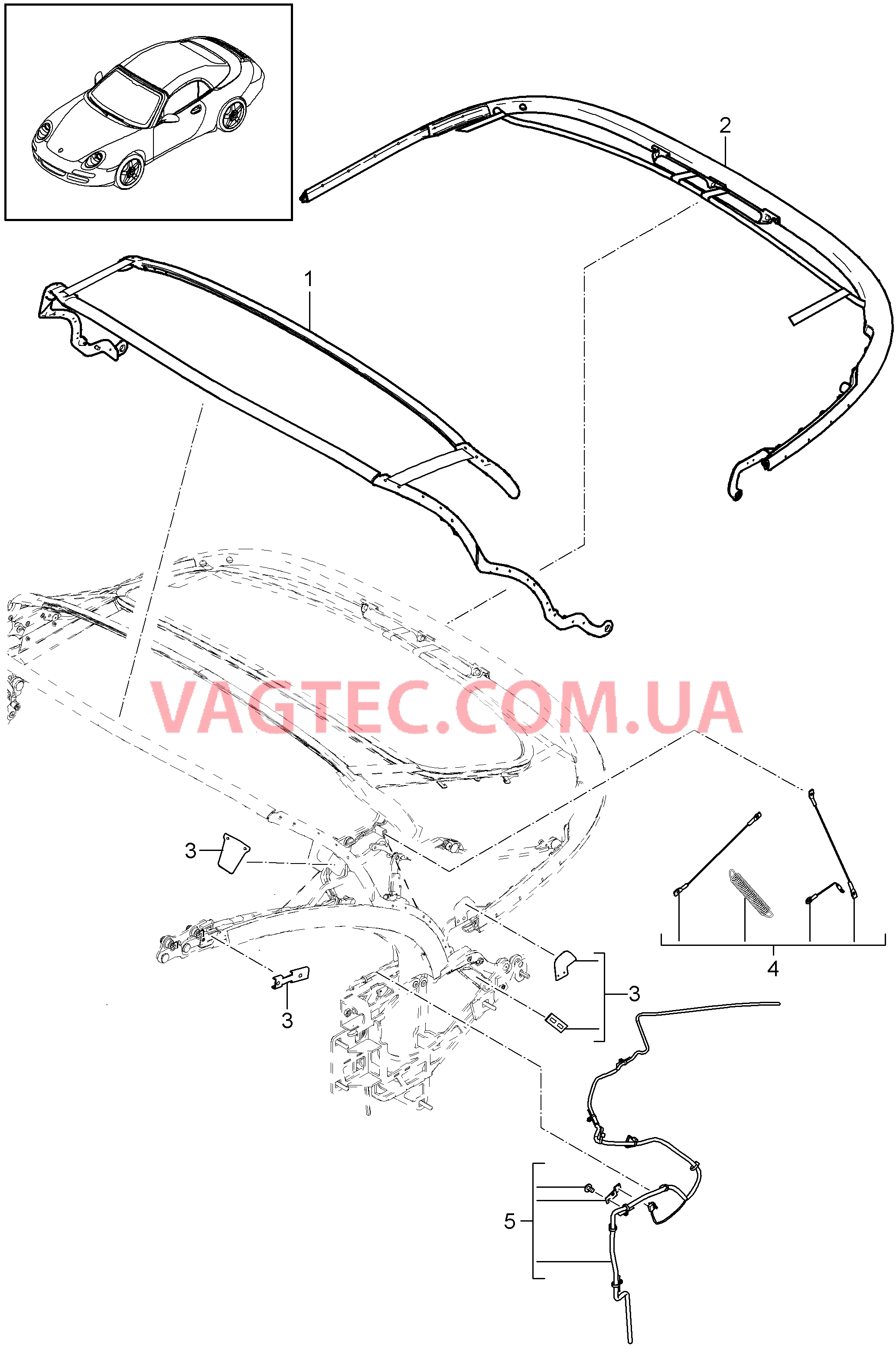 811-030 Каркас складного верха, Отдельные детали
						
						SPEEDSTER, I503 для PORSCHE 911.Carrera 2009-2012USA