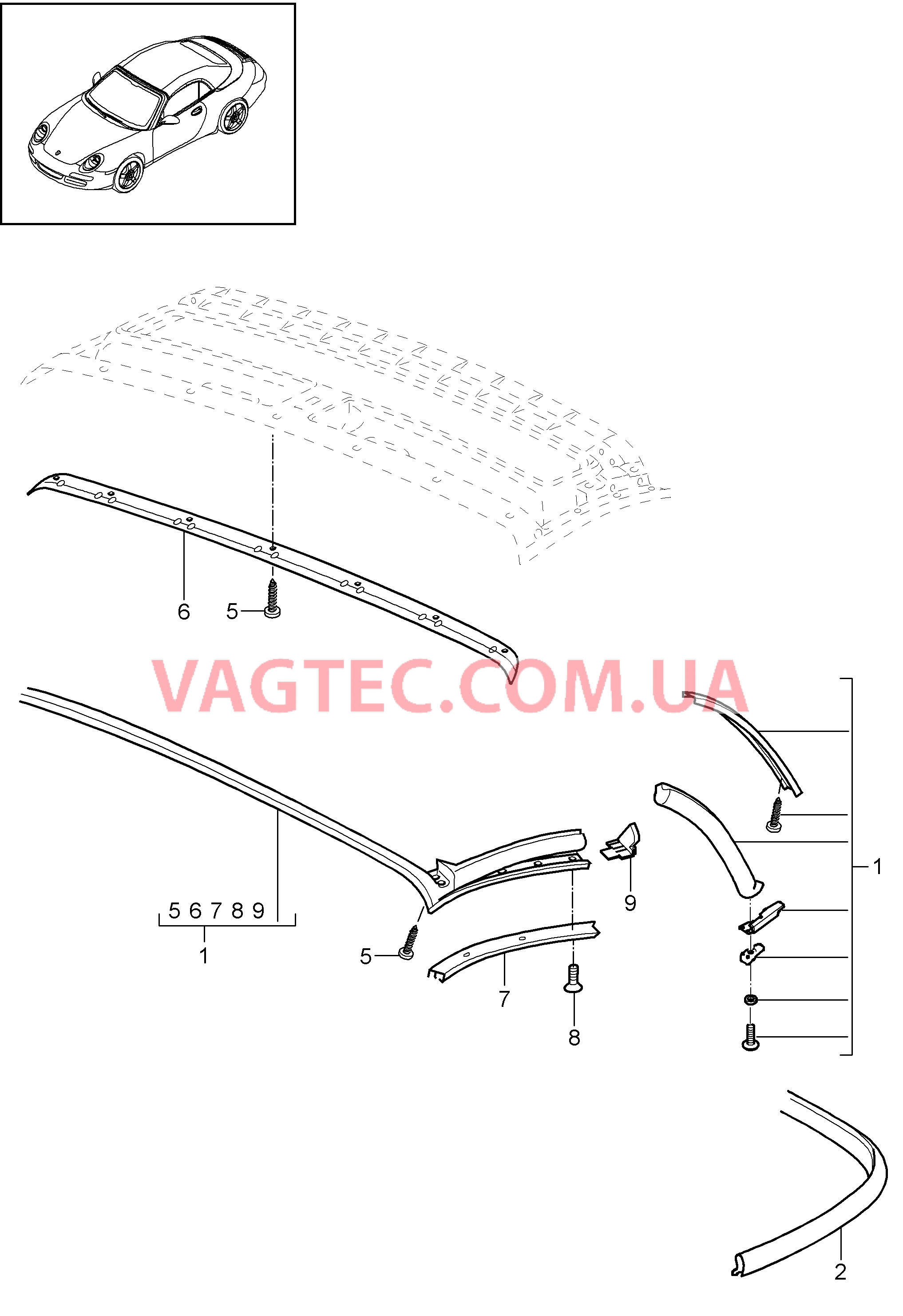 811-040 Складной верх, Уплотнения
						
						SPEEDSTER, I503 для PORSCHE 911.Carrera 2009-2012