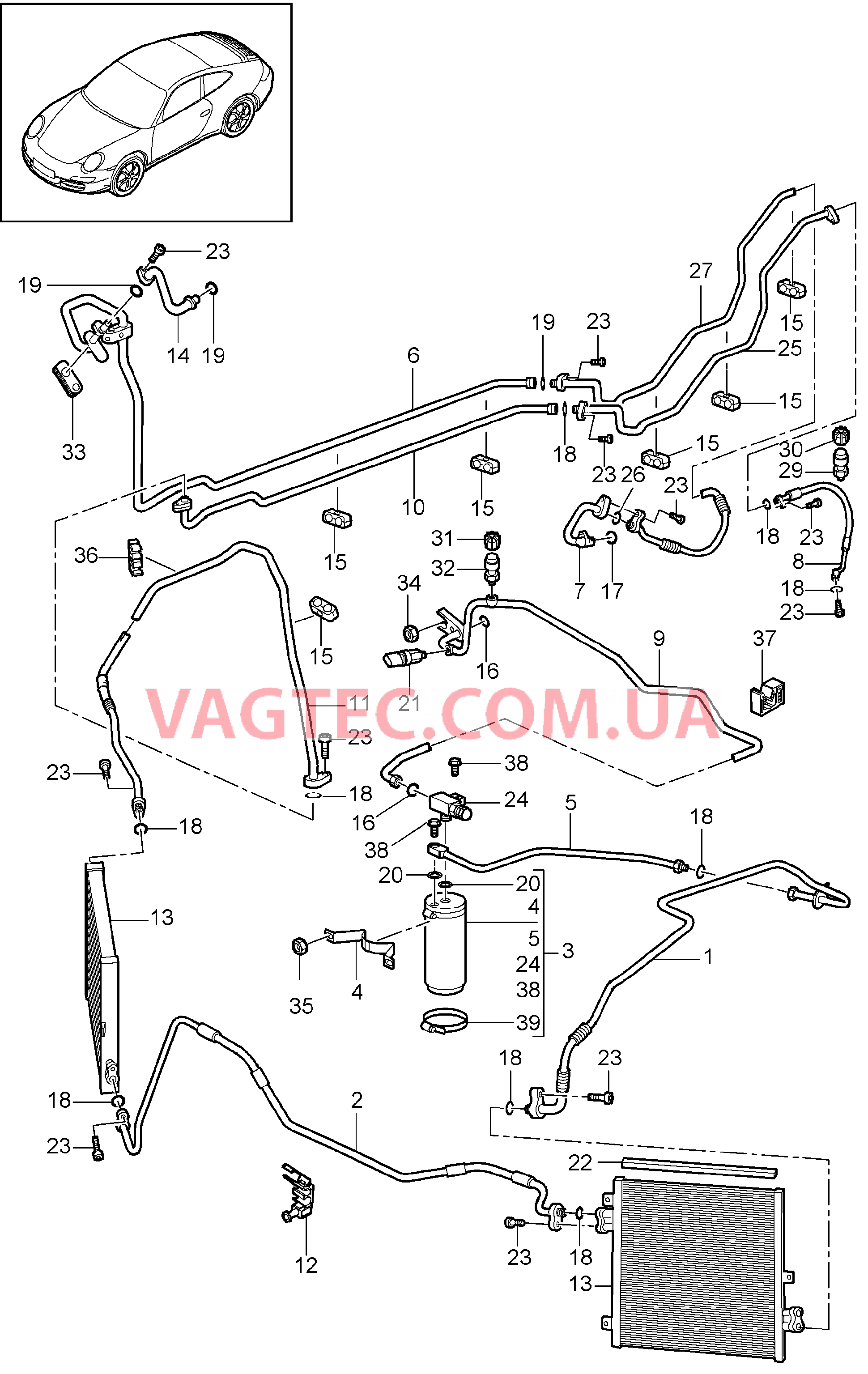 813-025 Циркуляция охлаждающей жидкости для PORSCHE 911.Carrera 2009-2012