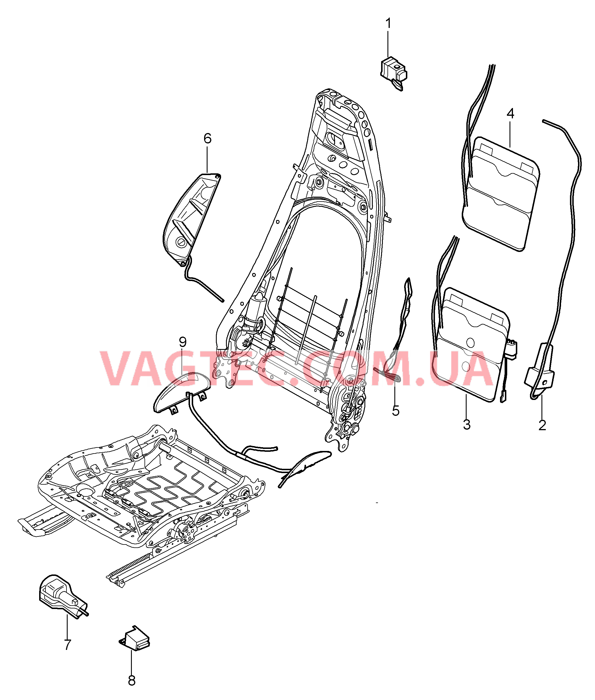 817-022 Поясничный подпор для PORSCHE 911.Carrera 2009-2012