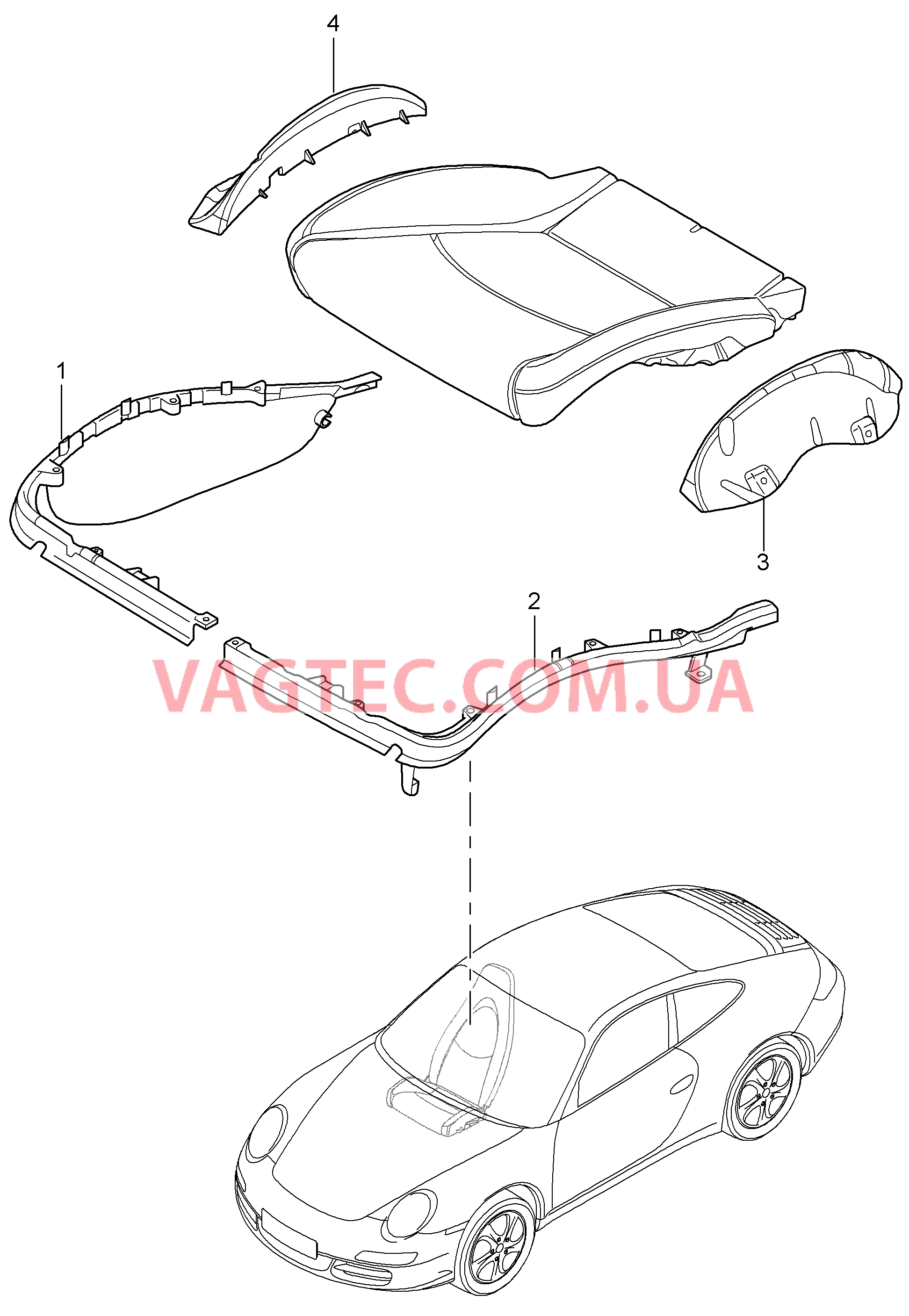 817-024 Держатель обивки, Рама, Опорная поверхность, Спортивное сиденье для PORSCHE 911.Carrera 2009-2012