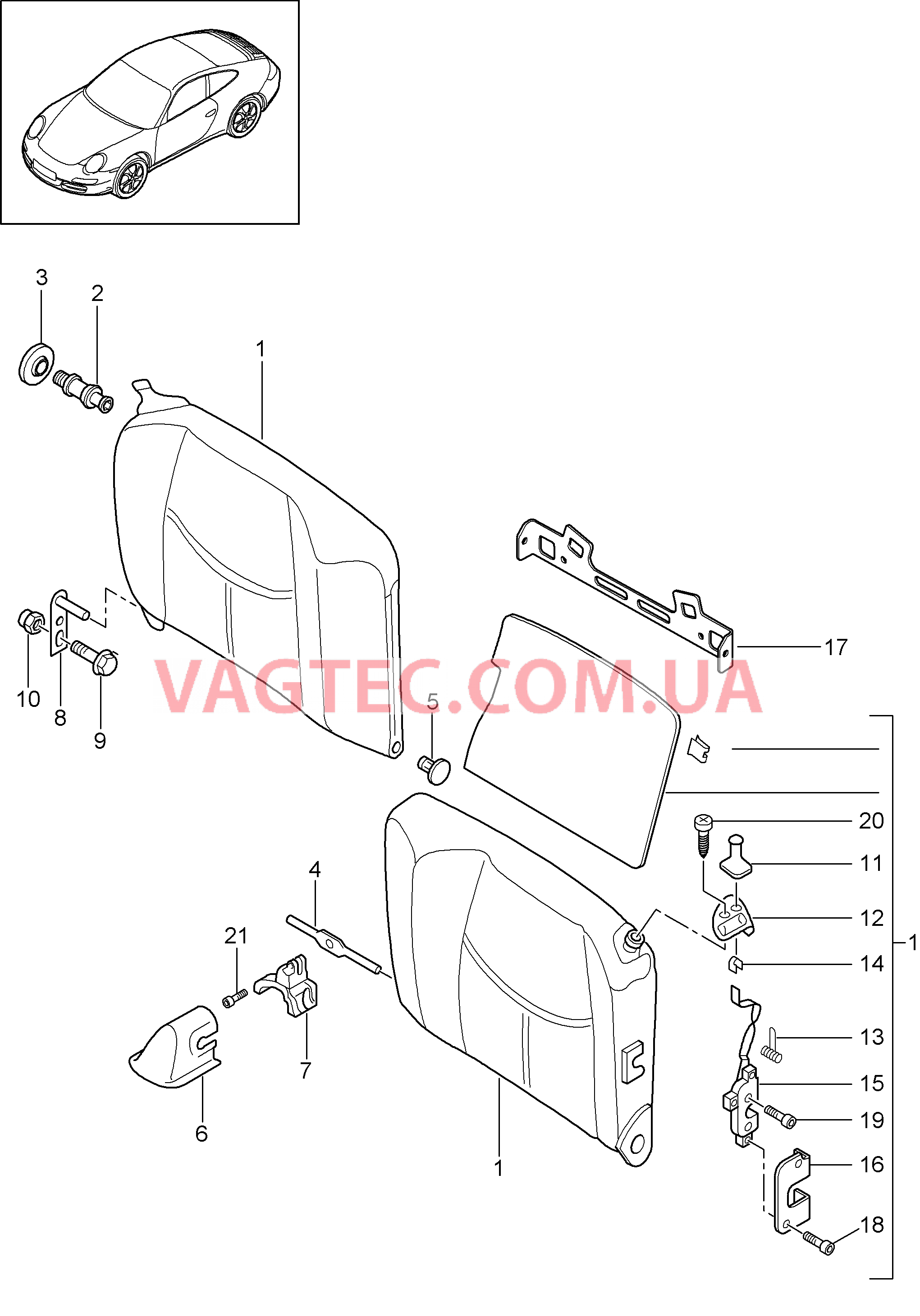 817-044 Спинка заднего сиденья
						
						CARRERA, CABRIO для PORSCHE 911.Carrera 2009-2012