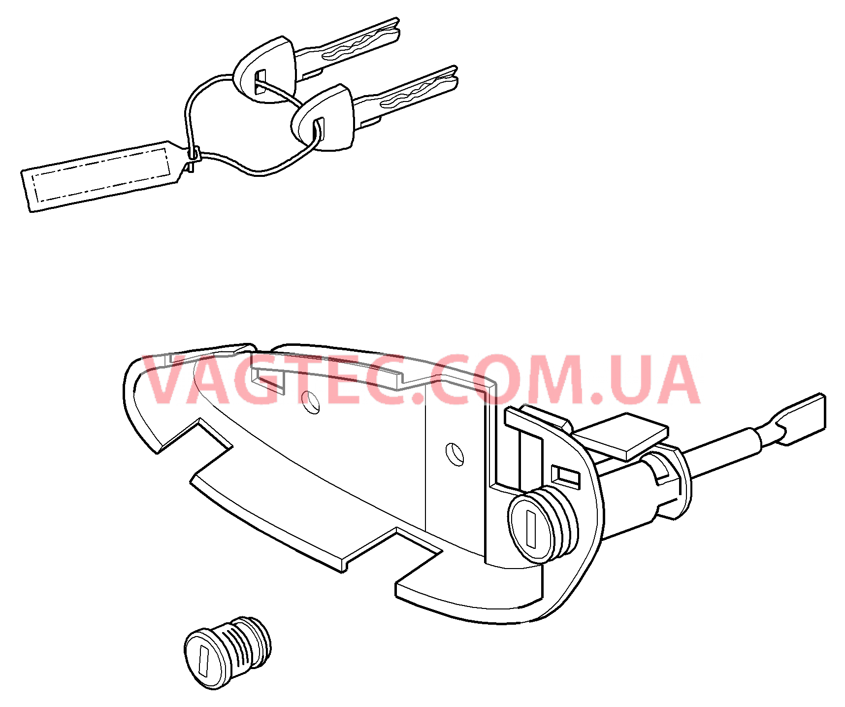 898-000 Ремкомплект, Набор замков, состоит из:, Держатель, Наружная дверная ручка, Замок перчаточного ящика, Ключ, Брелок для ключей для PORSCHE 911.Carrera 2009-2012USA