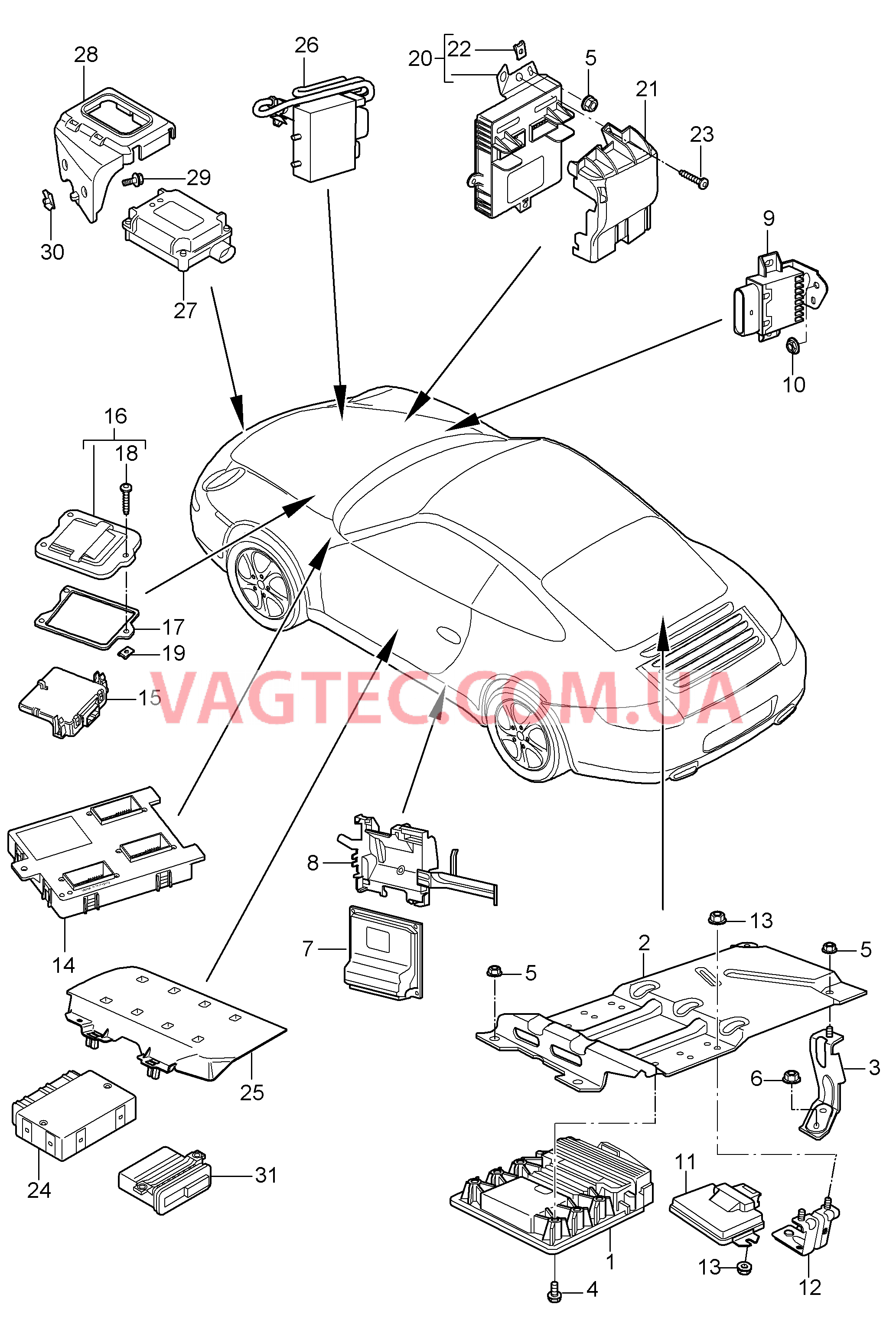 901-003 Блоки управления для PORSCHE 911.Carrera 2009-2012USA