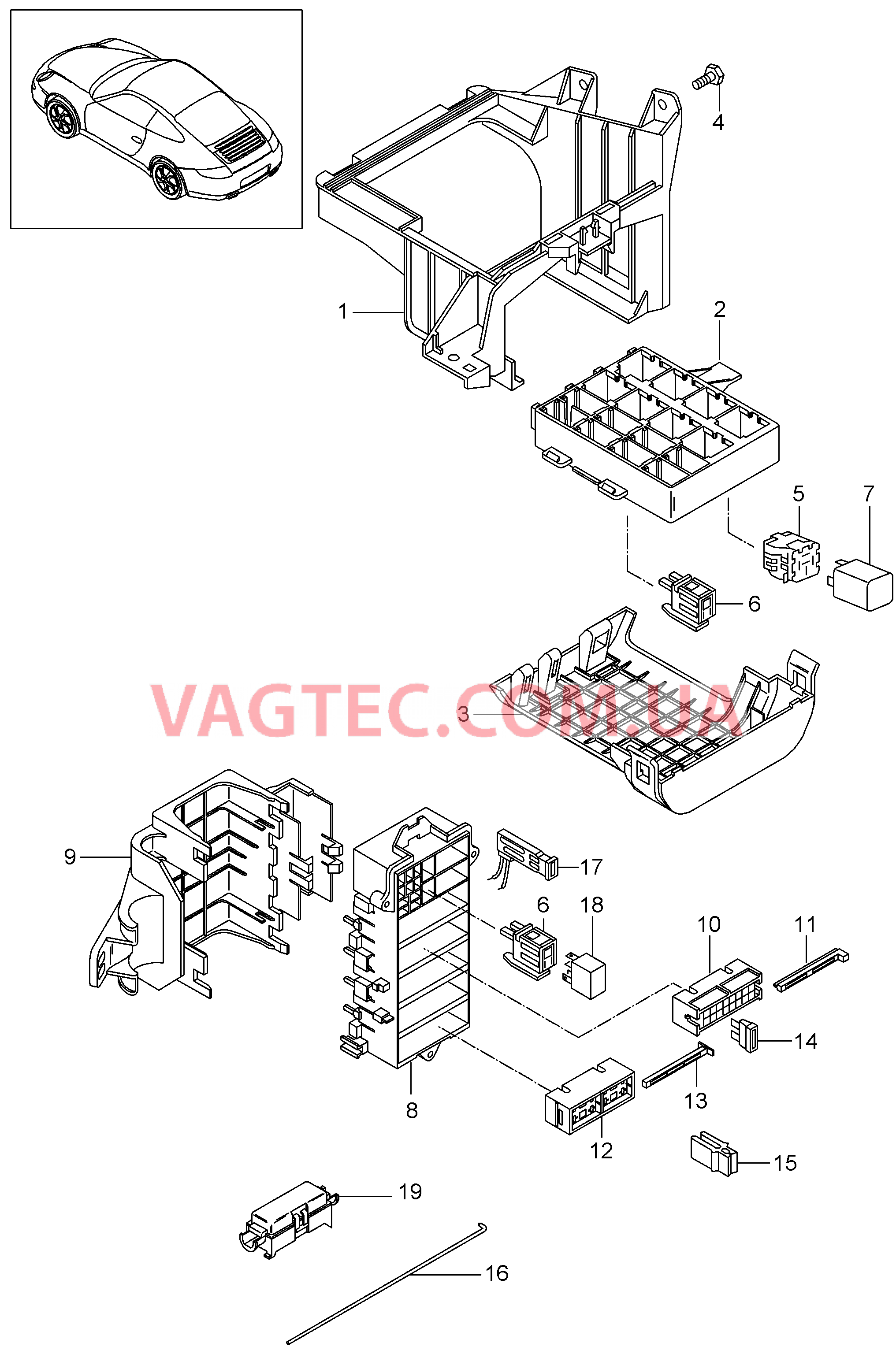 902-000 Блок упр. бортовой сети, Панель приборов для PORSCHE 911.Carrera 2009-2012