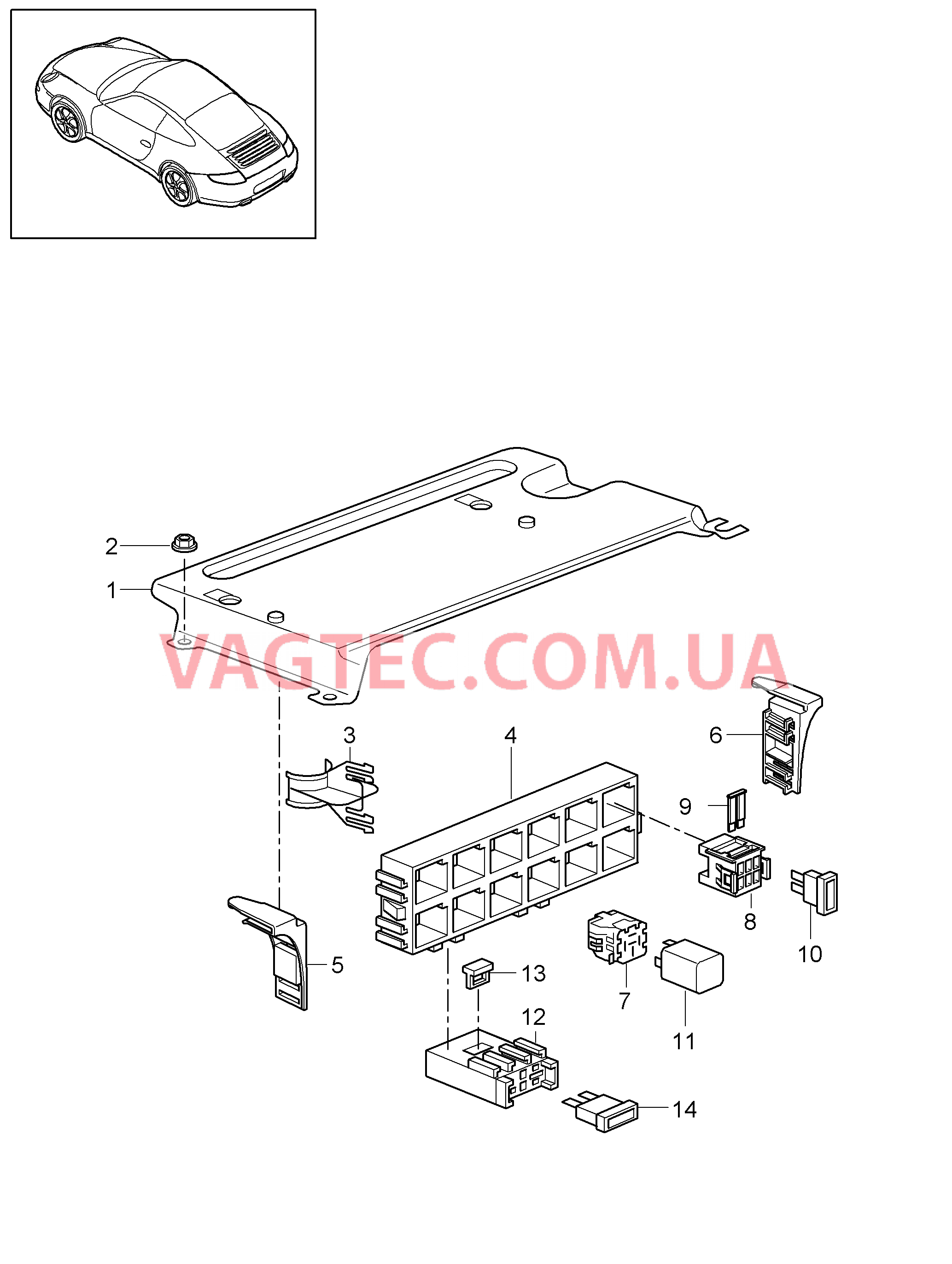 902-001 Блок упр. бортовой сети, Задняя часть кузова для PORSCHE 911.Carrera 2009-2012USA