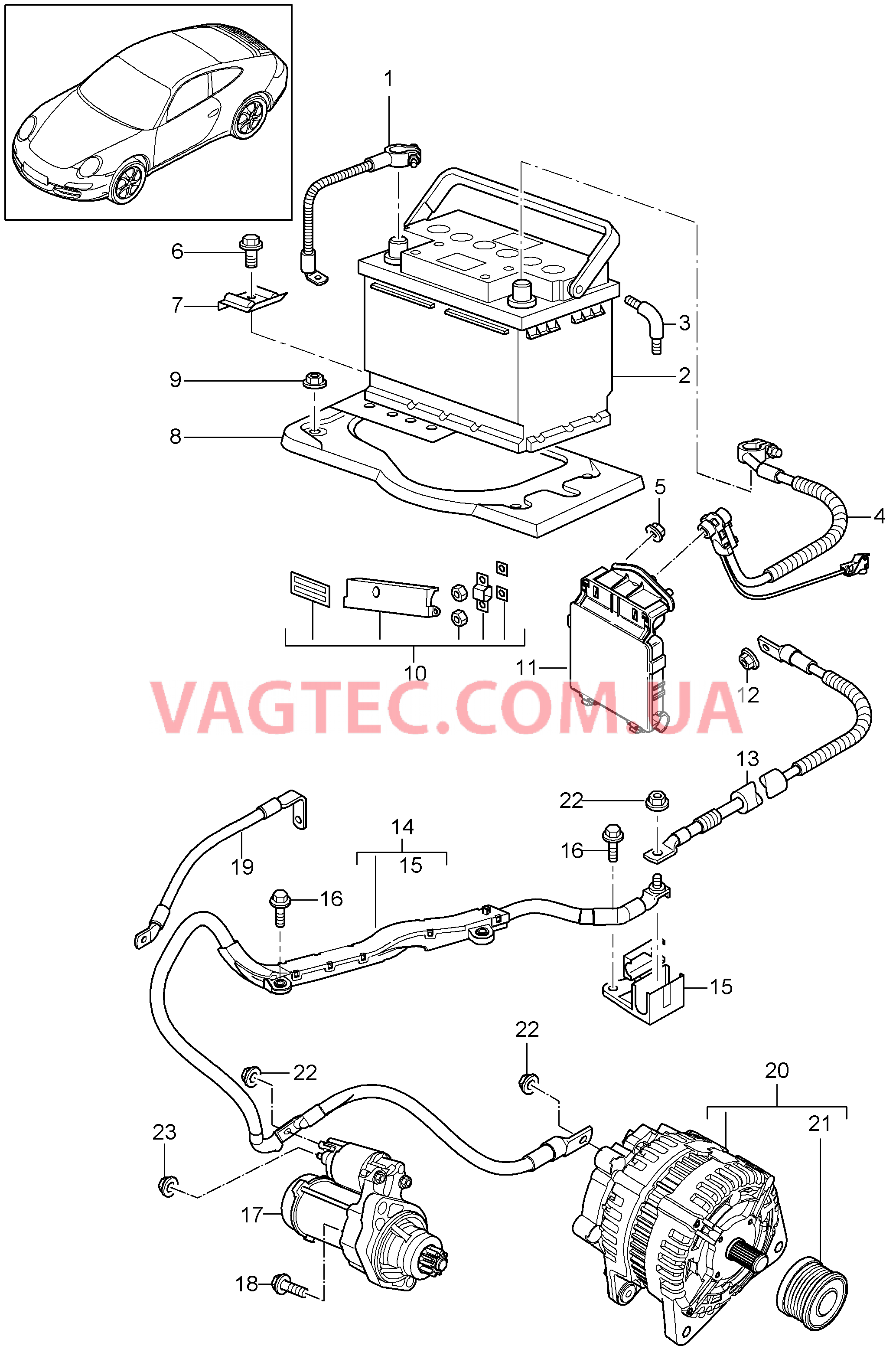 902-005 Источник питания, Распределительное устройство, Стартер, Генератор для PORSCHE 911.Carrera 2009-2012USA